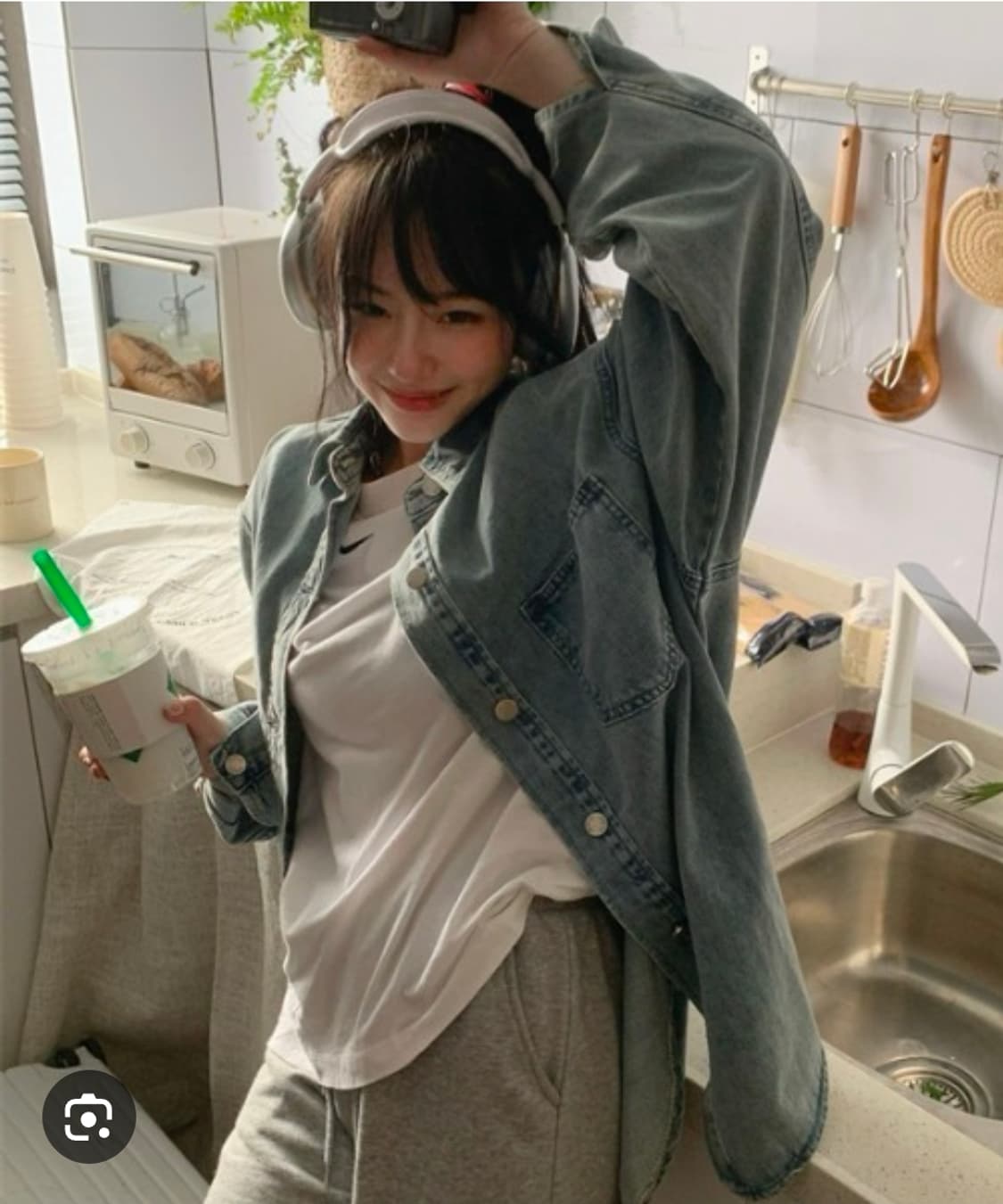 레터링 데님셔츠 상품이미지2