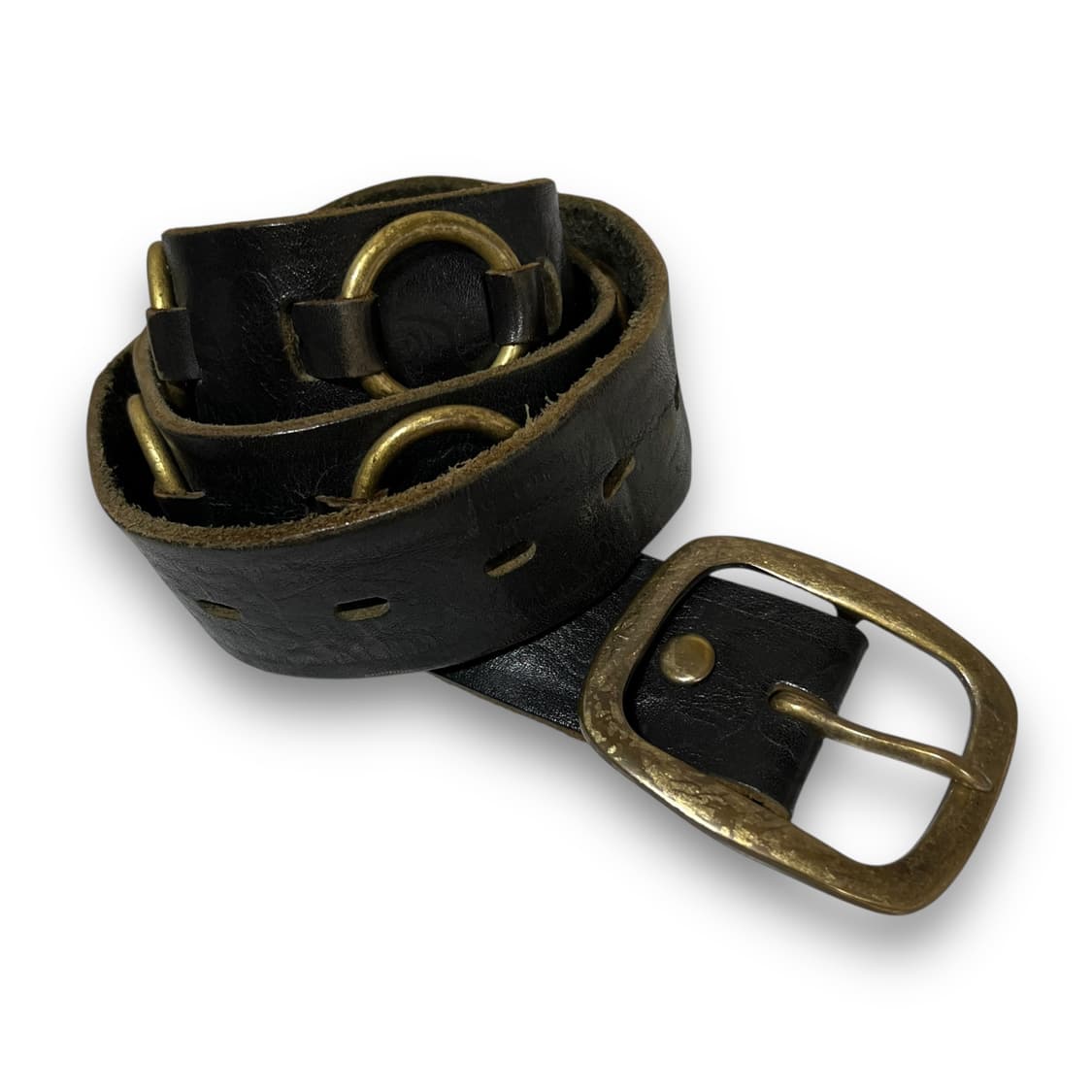 Western brass O ring leather belt 상품이미지2