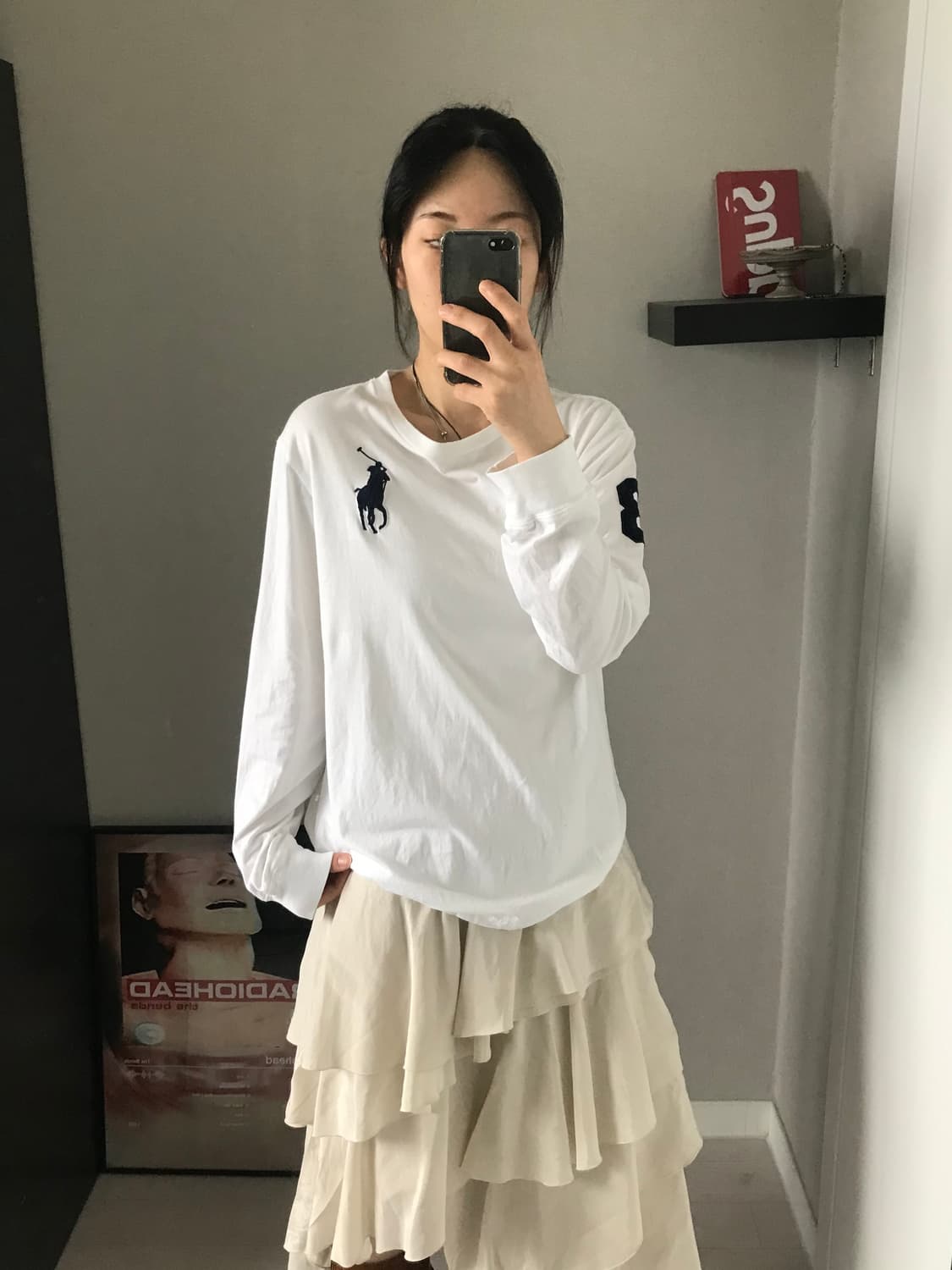 폴로 랄프로렌 빅 포니 로고 화이트 긴팔 슬리브티 상품이미지2