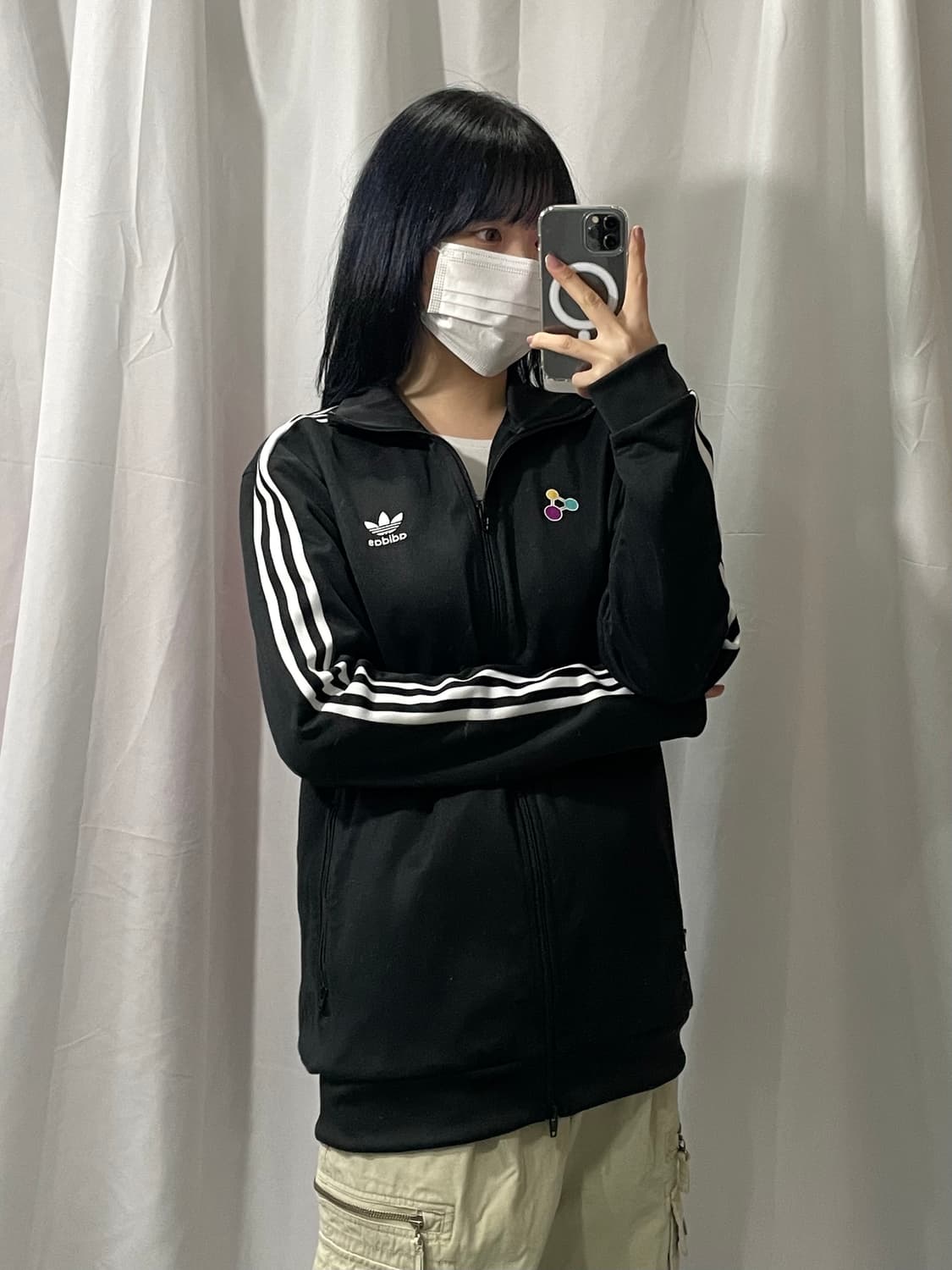 아디다스 검은색 흰색 삼선 라인 져지 XL 상품이미지2