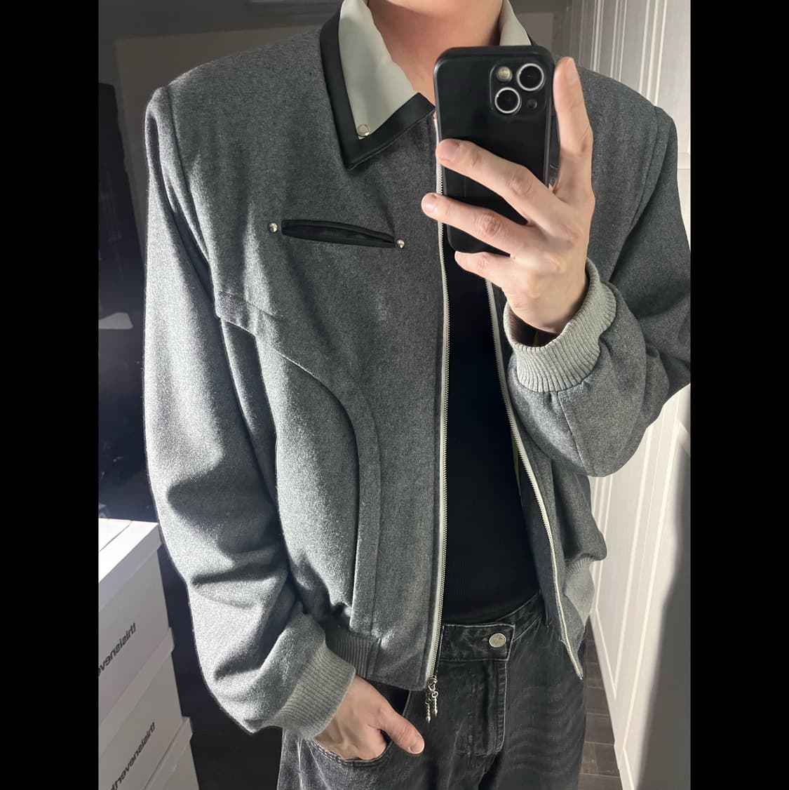 [OS] ANOTHERYOUTH 어나더유스 콤비 울 자켓 상품이미지1