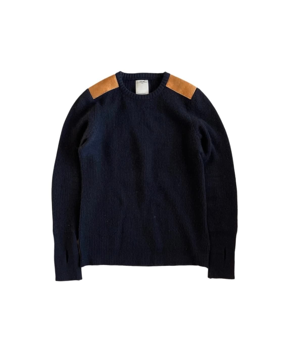 비즈빔 캐시미어 레더패치 니트 상품이미지1