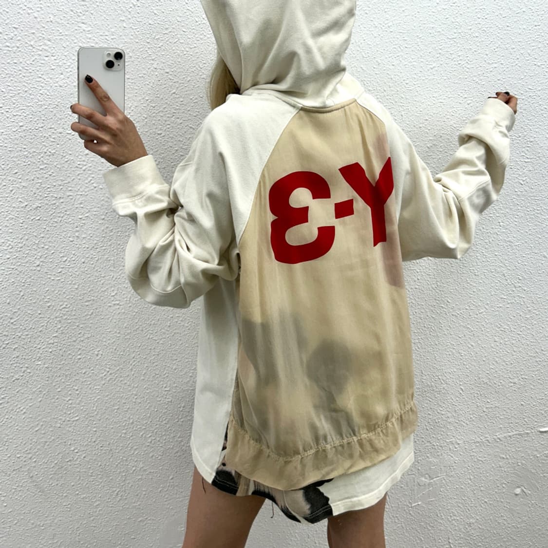 Y-3 요지야마모토 백프린팅 아이보리 후드 M ( 타사몰 현재 26만원대 상품이미지2