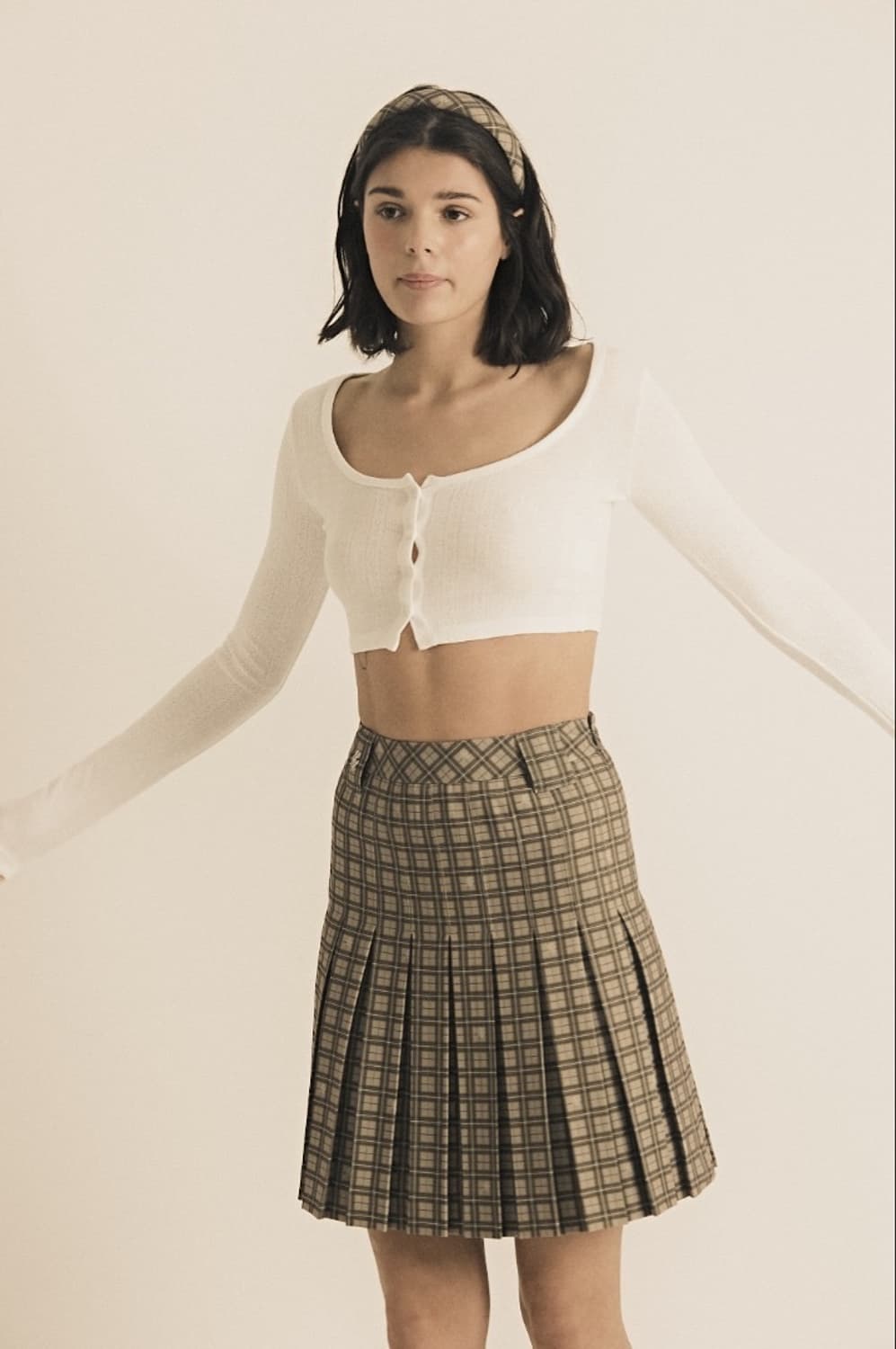 쓰리타임즈 체크 플리츠 상품이미지2