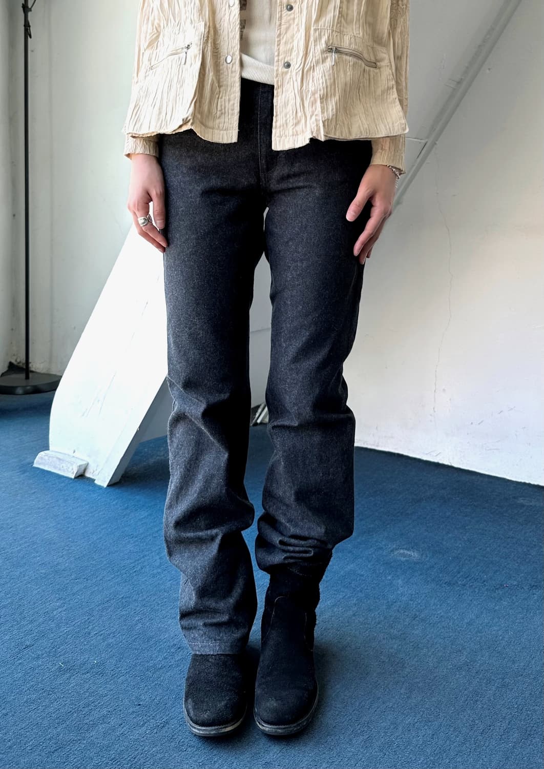 Brushed cotton denim straight pants 상품이미지10