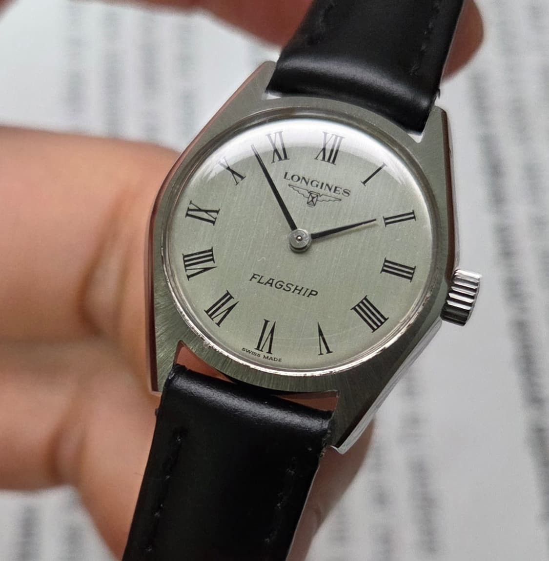 레어] 빈티지 론진 플래그십 실버 로만판 날개로고 수동 메커니컬 여성용 상품이미지3
