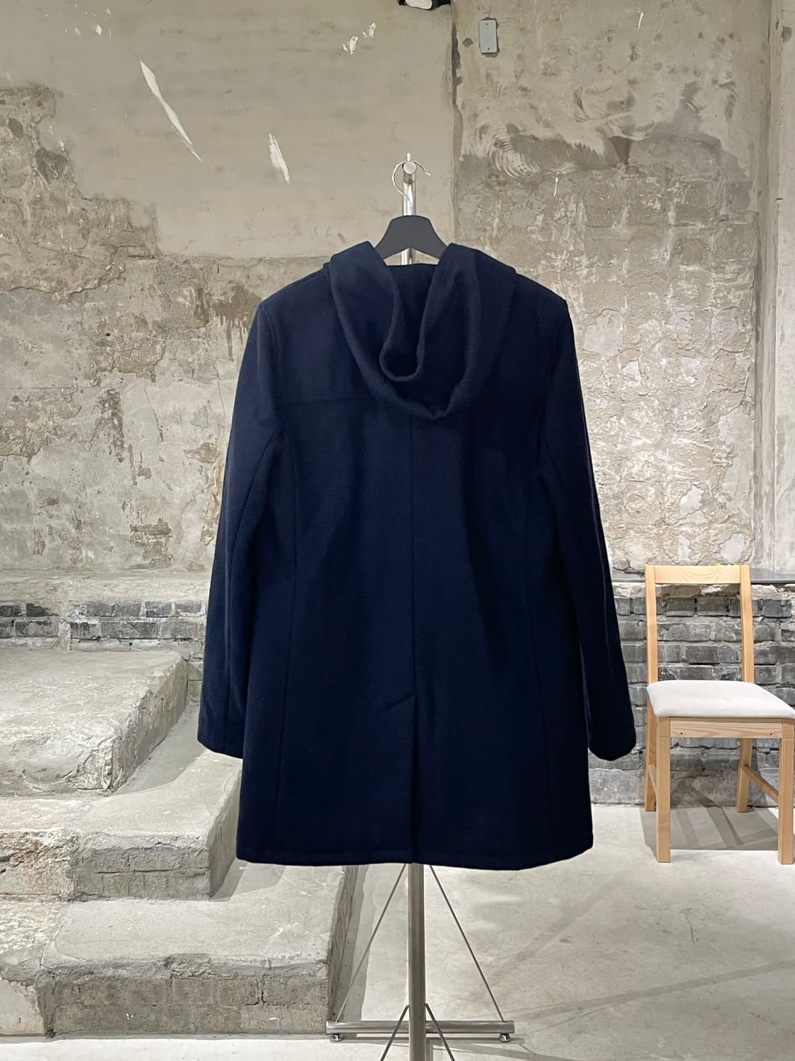 아페쎄 다크 네이비 후디 울 더플 코트 상품이미지6