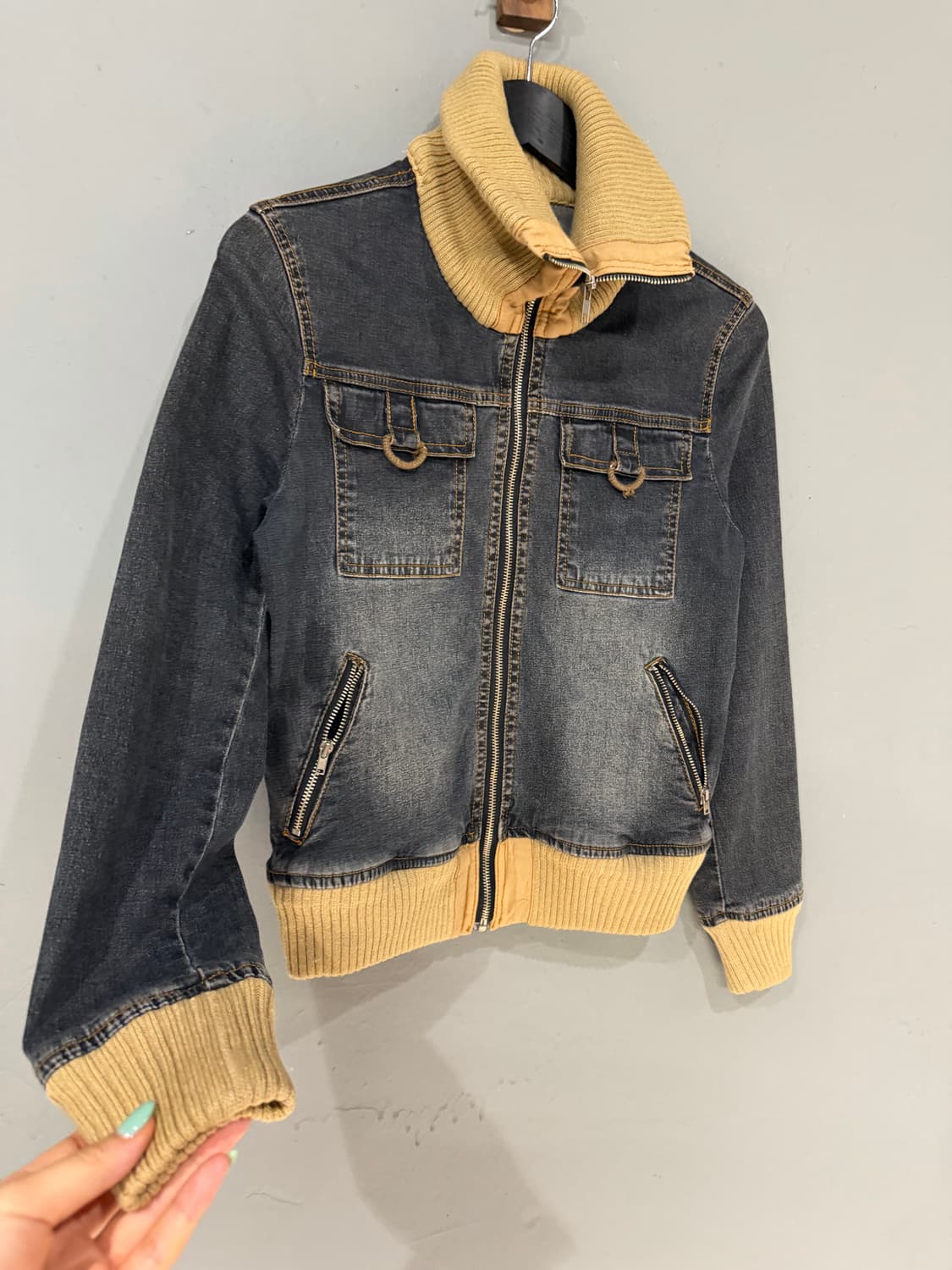 high-neck washing denim jacket 상품이미지7