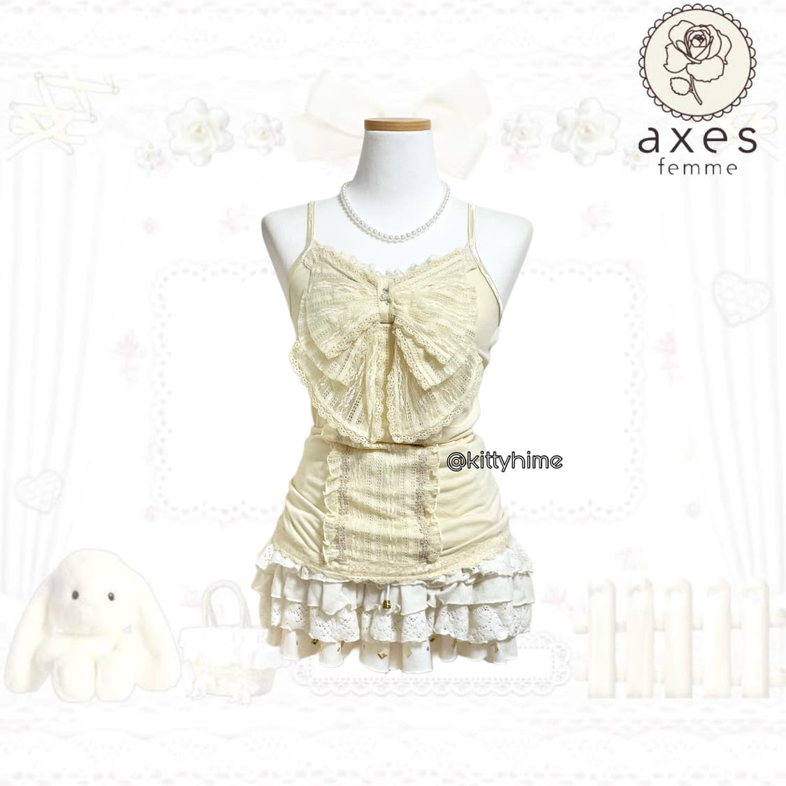 Axes femme 엑시즈팜 빅리본 슬리브리스 히메갸루 갸루 러블리엑팜 상품이미지1