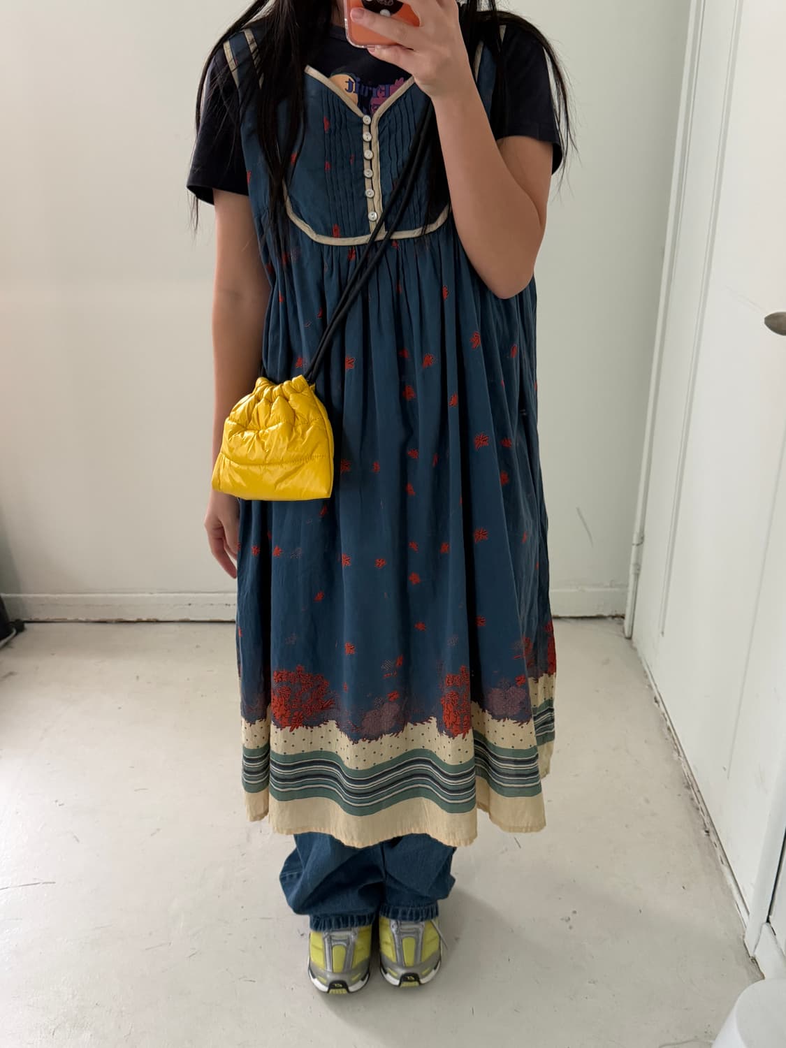 일본빈티지 엘로우 패딩 미니백 상품이미지4