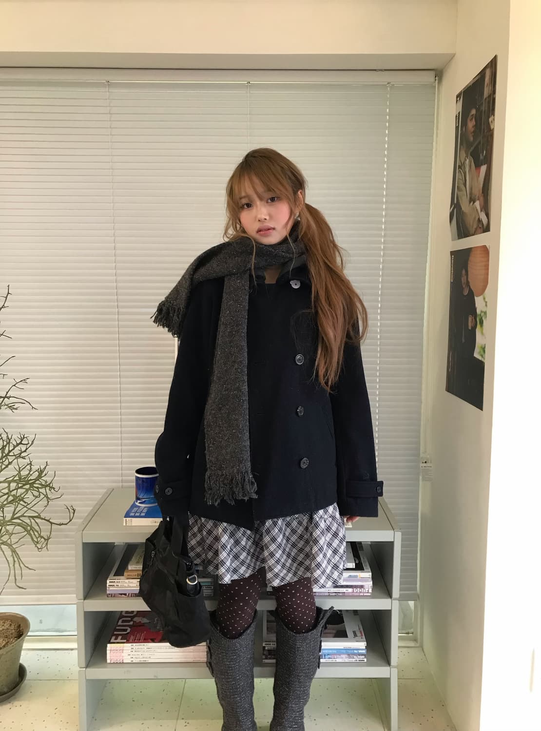 버버리 체크 원피스 네이비 니혼진 더블버튼 코트 코디세트 상품이미지1