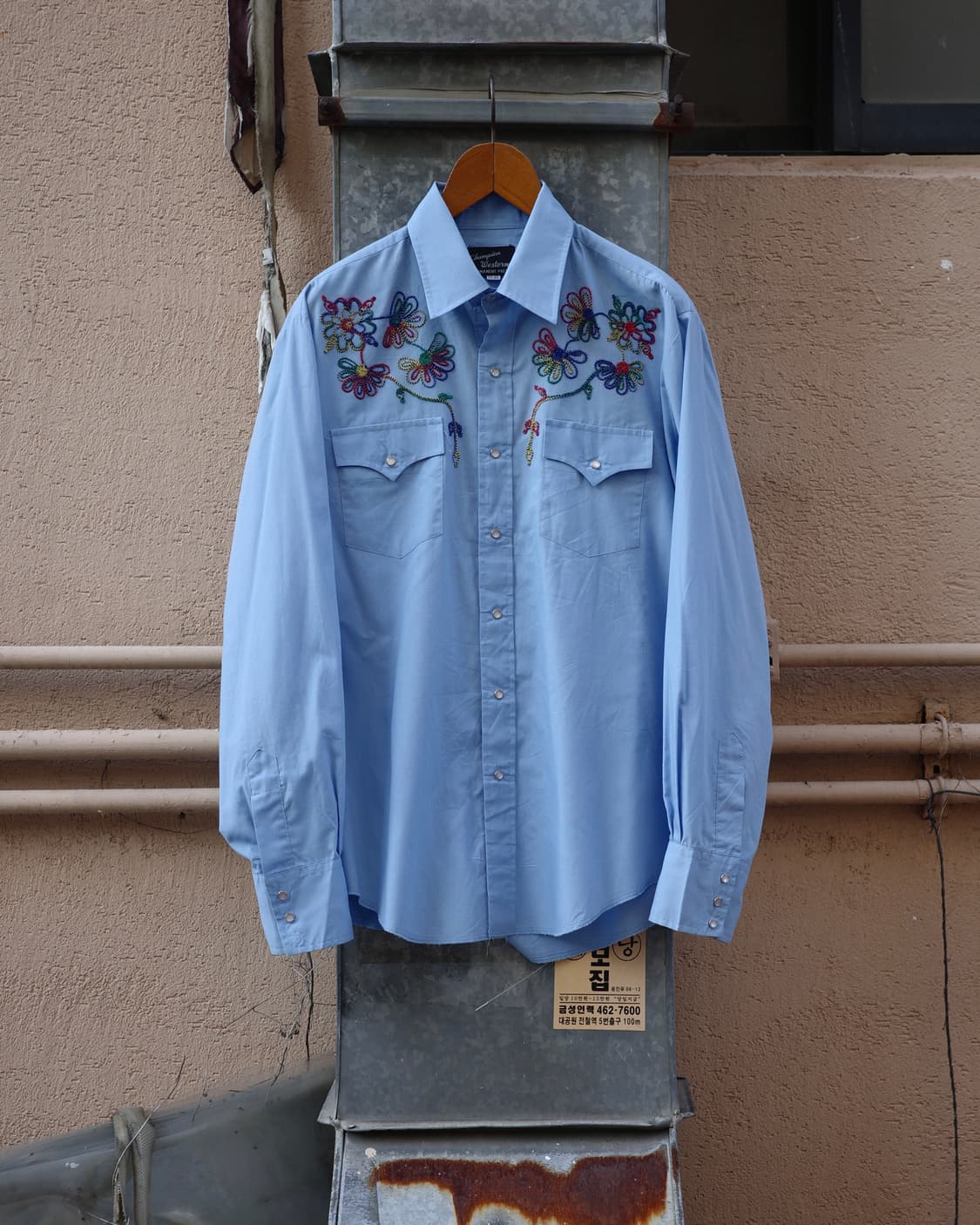 70‘s Champion Westerns 플라워 자수 웨스턴 드레스셔츠 상품이미지1