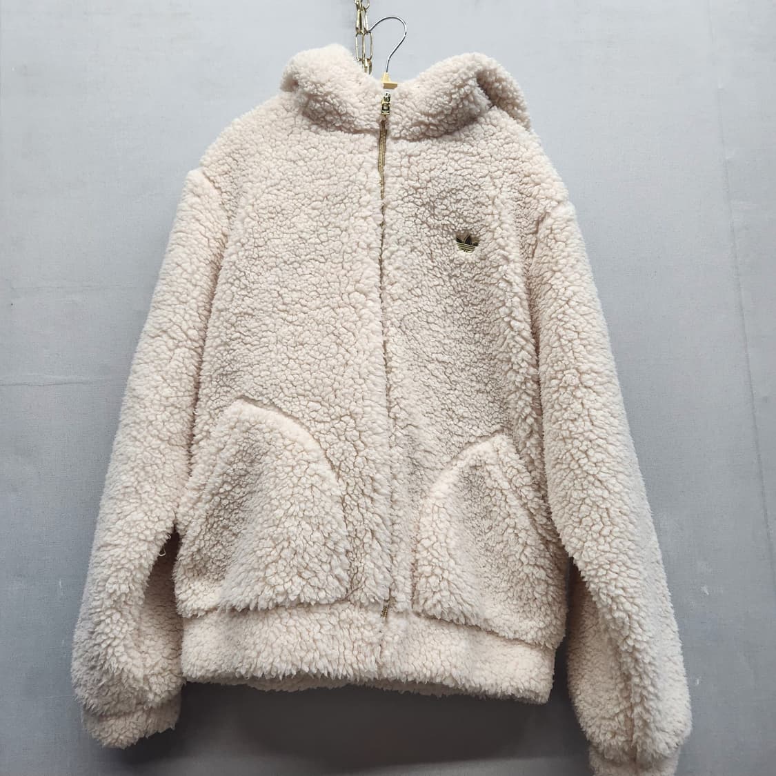 아디다스 금장로고 쉐르파 뽀글이 풀집업 S(XL) 상품이미지1