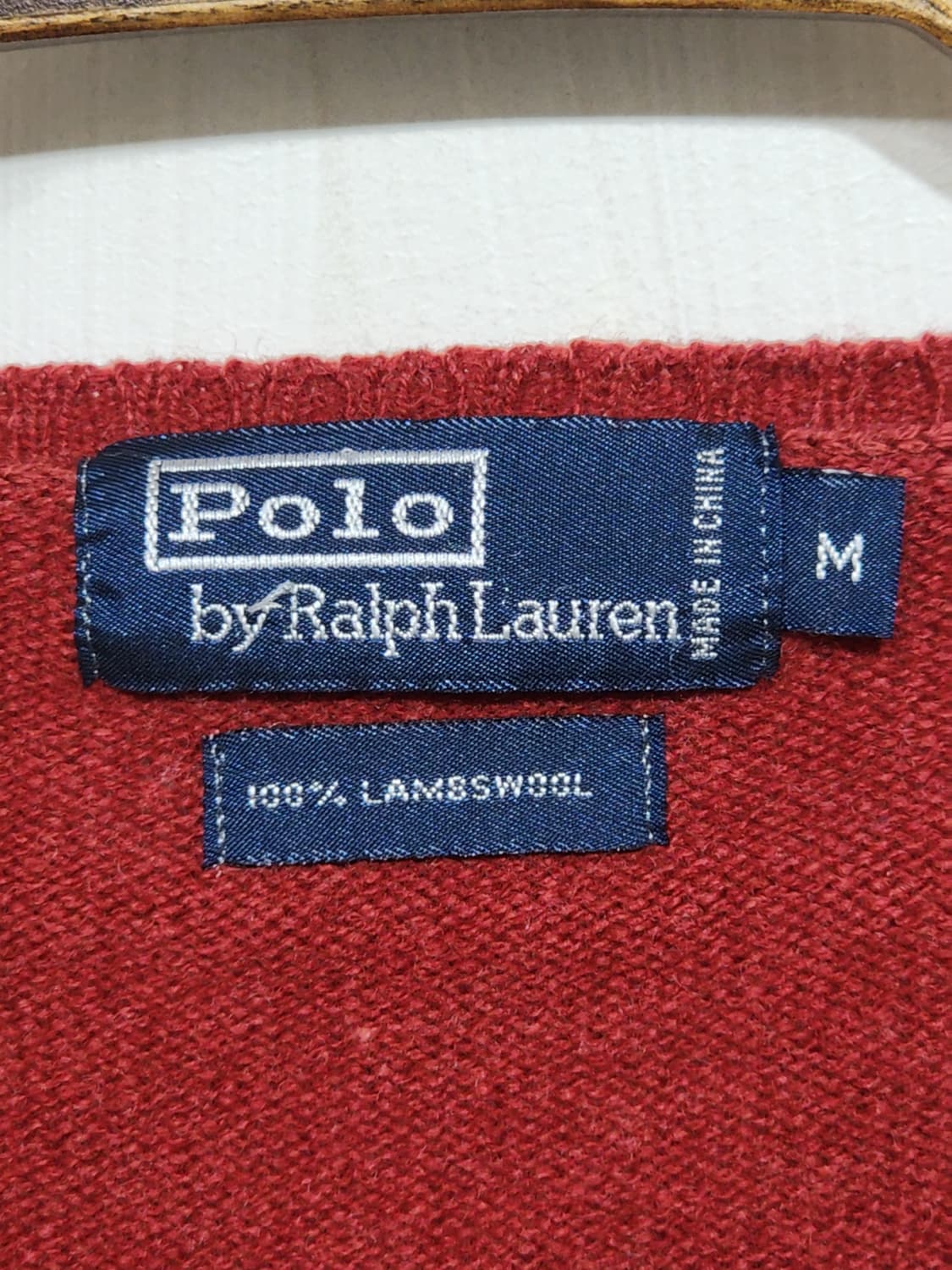 (L) 랄프로렌 폴로 브이넥 니트 버건디 램스울 스웨터  상품이미지3