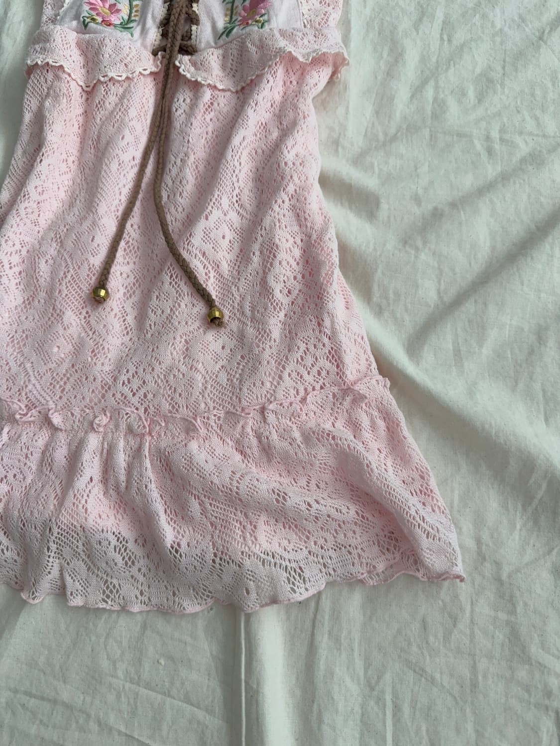 리즈리사 러블리 베이비핑크 크로쉐 미니 원피스  상품이미지3