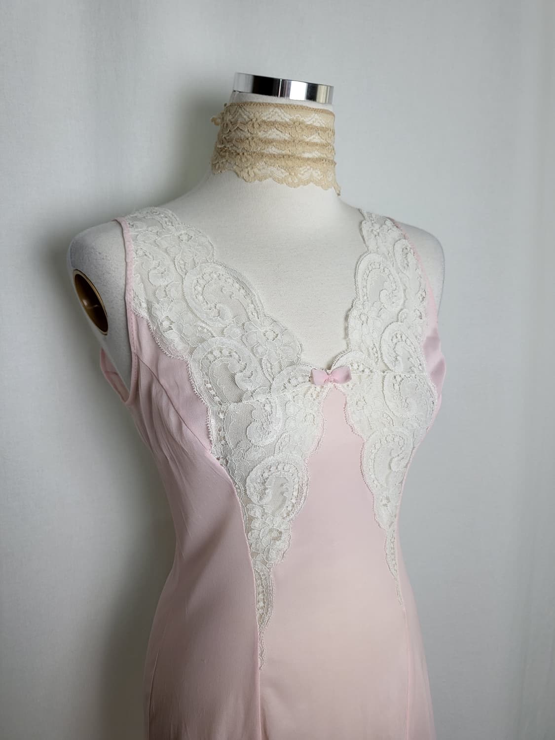 빈티지 파스텔 핑크 슬립 원피스 상품이미지1