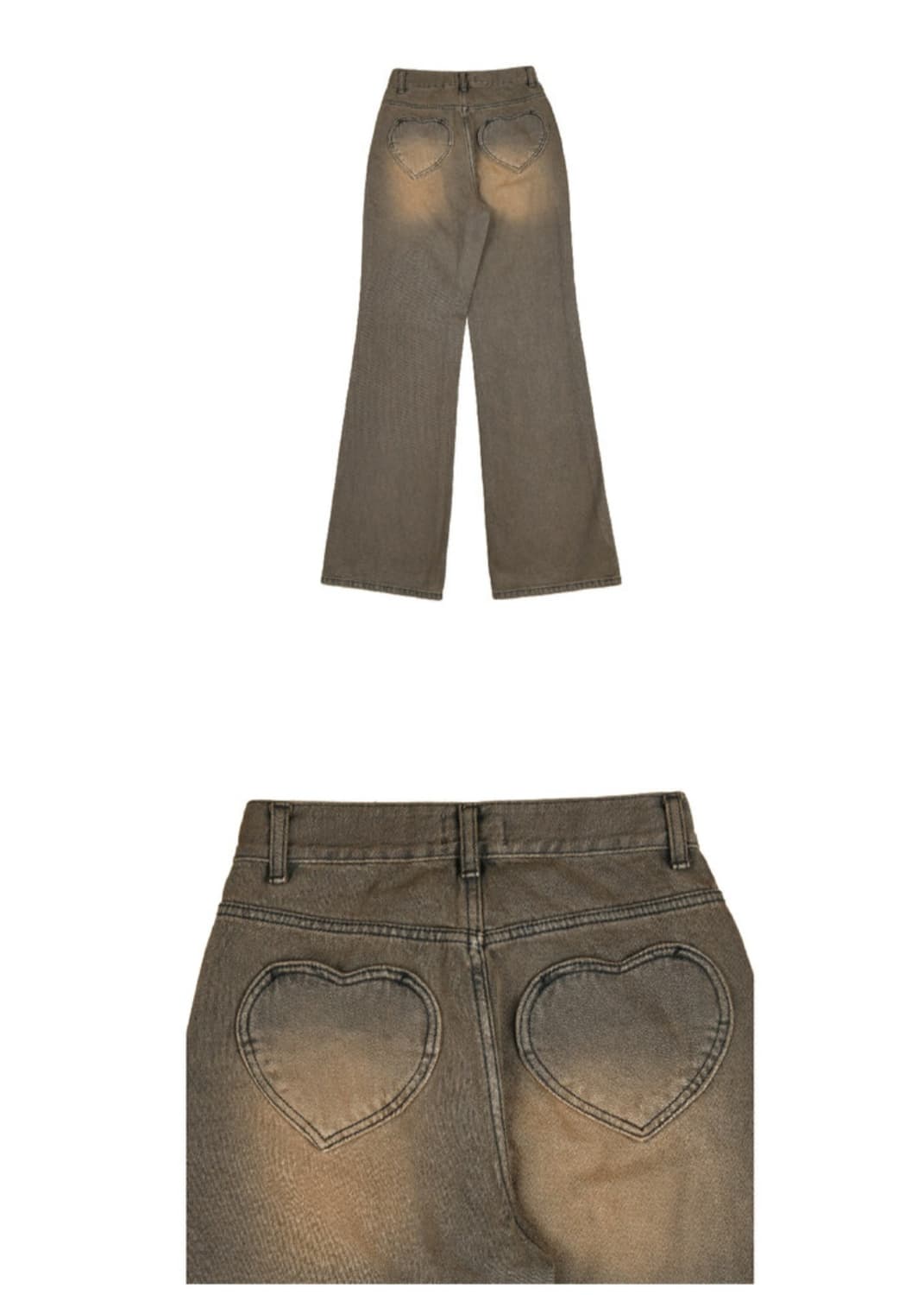 aeae HEART EMBROIDERY JEANS BROWN 1size 상품이미지3