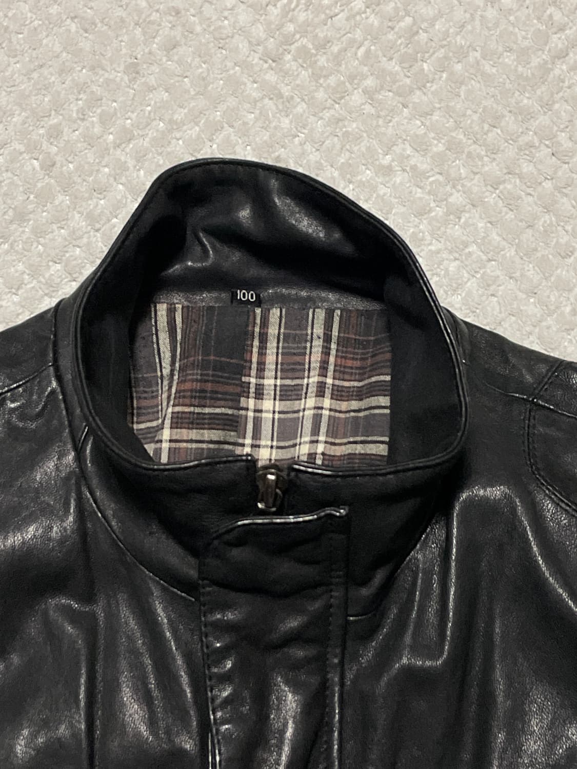 웨스턴 무드 이태리 램스킨 양가죽 절개 포켓 레더 자켓 상품이미지6