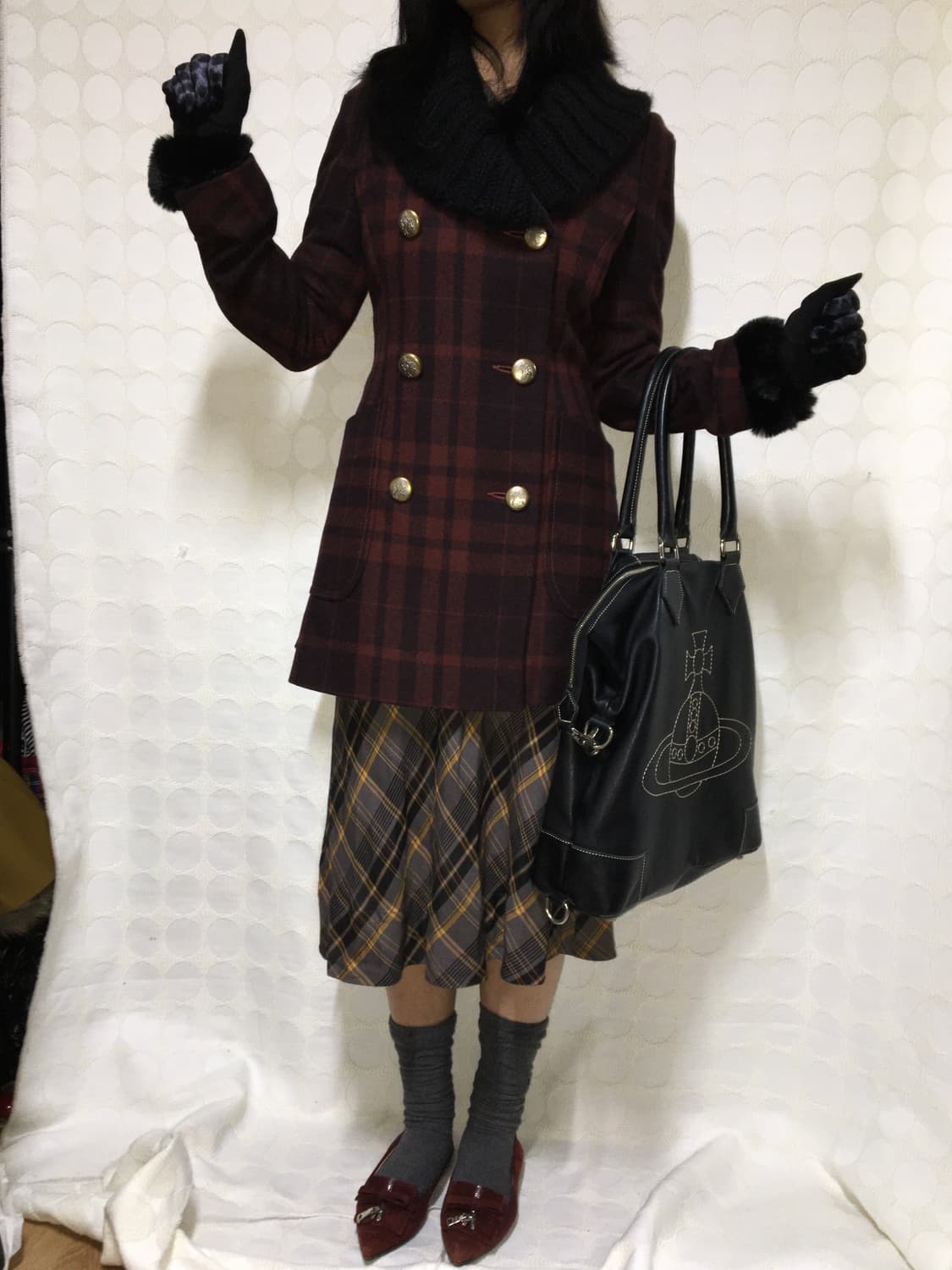 vivienne westwood체크 더블버튼 코트 상품이미지2