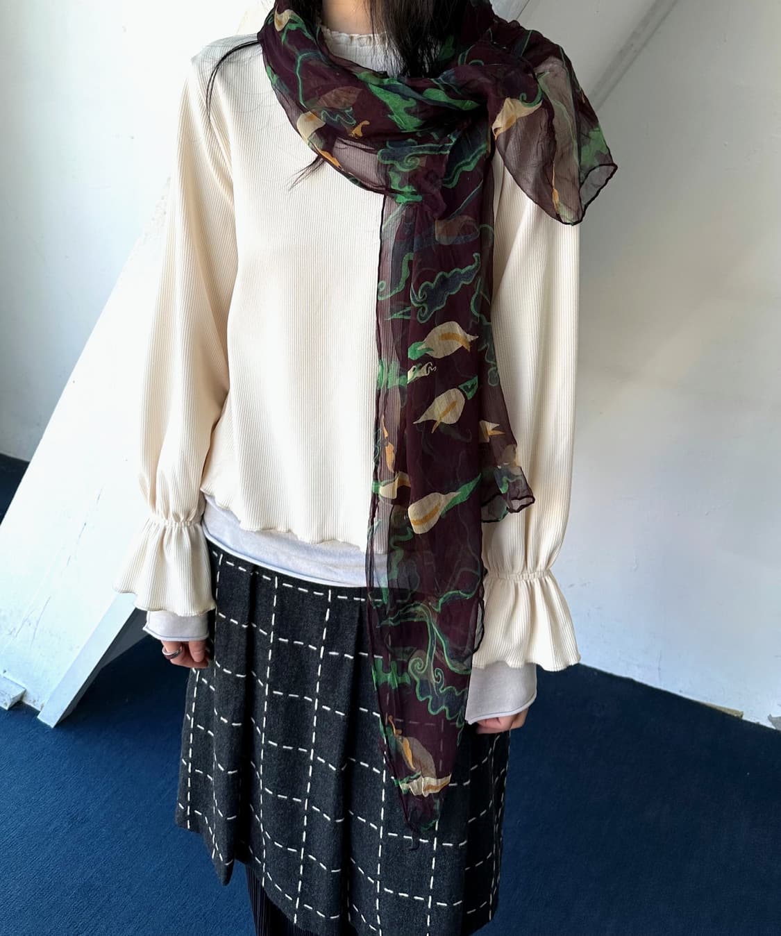 Shirred finish design stretched top 상품이미지9