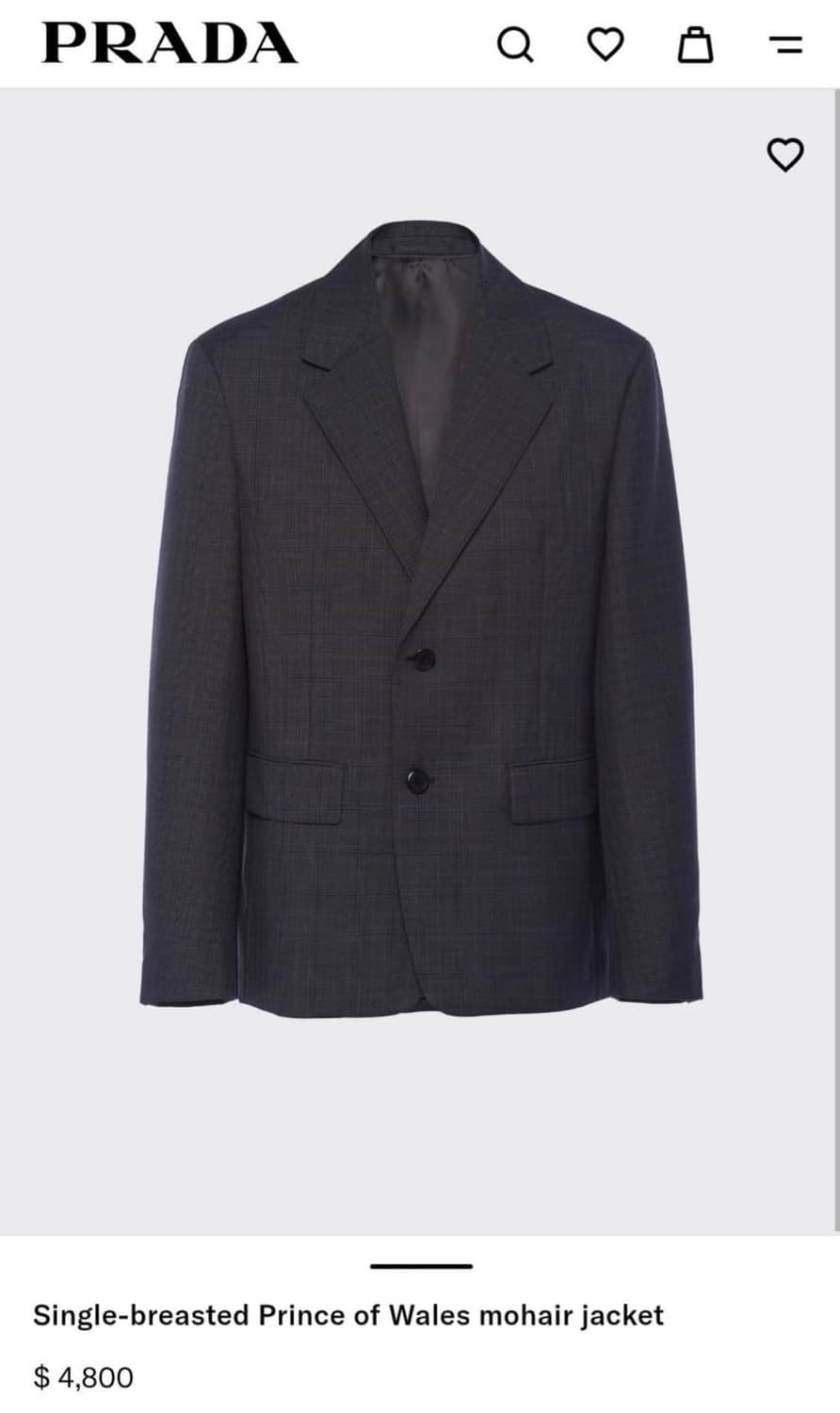 Prada Prince of Wales mohair jacket 상품이미지6