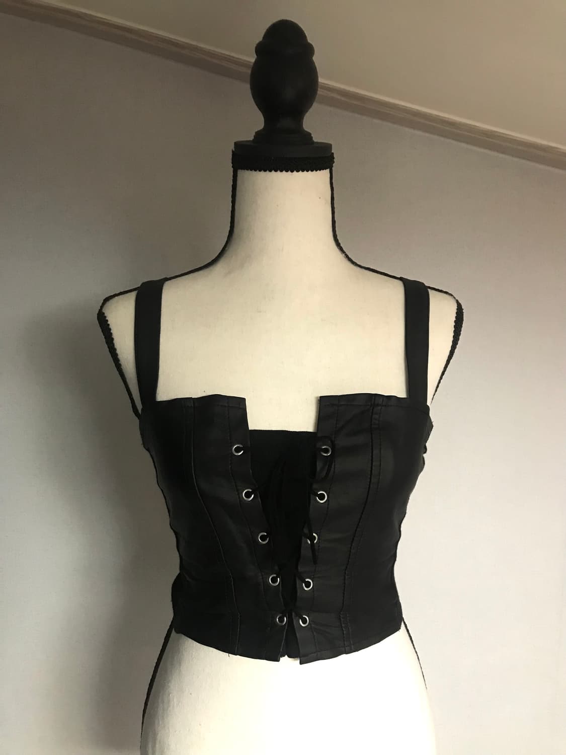Leather Lace-up Corset Crop Top 상품이미지1