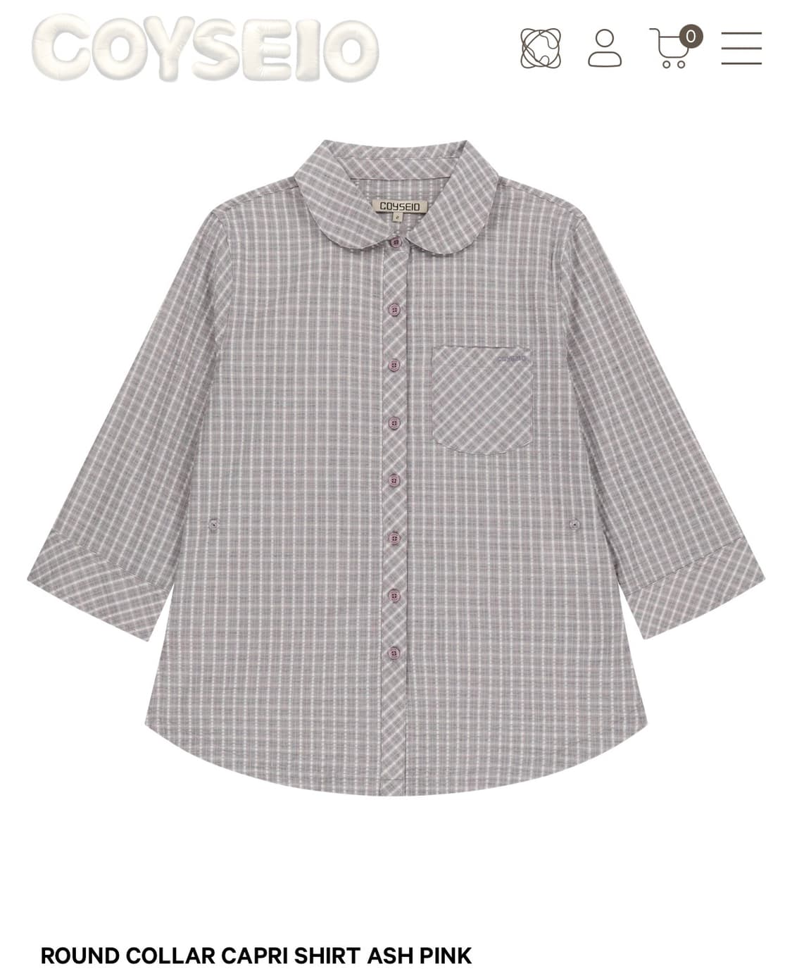 코이세이오 ROUND COLLAR CAPRI SHIRT ASH PINK 상품이미지1