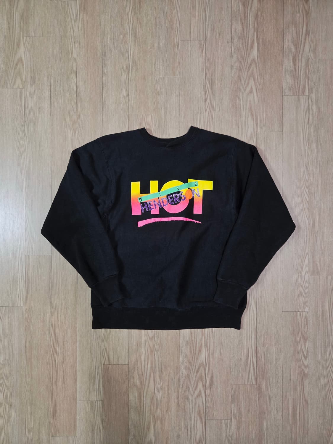 헤인즈 90s USA 블랙 오버 맨투맨 티셔츠 상품이미지1