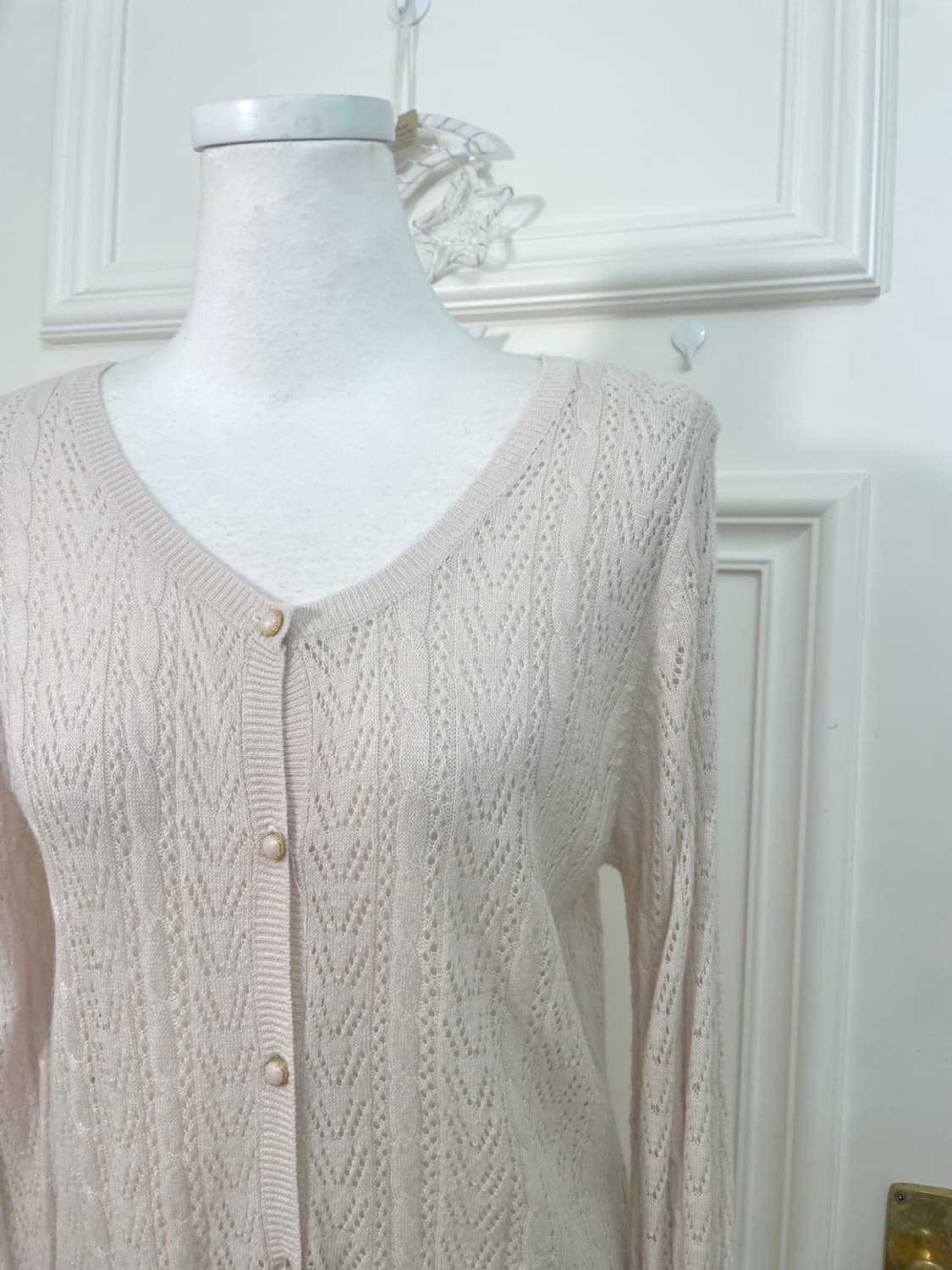 sheer pink crochet loose cardigan 상품이미지7