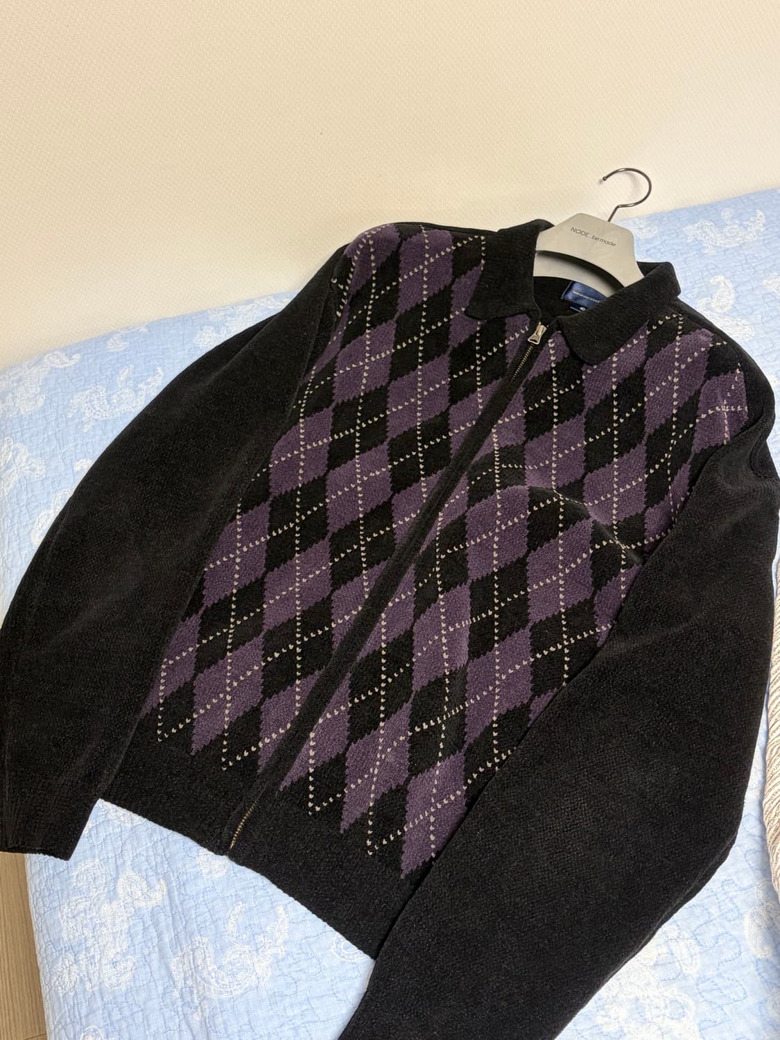 [XL] 디스이즈네버댓 아가일 니트 집업 가디건 블랙 상품이미지2