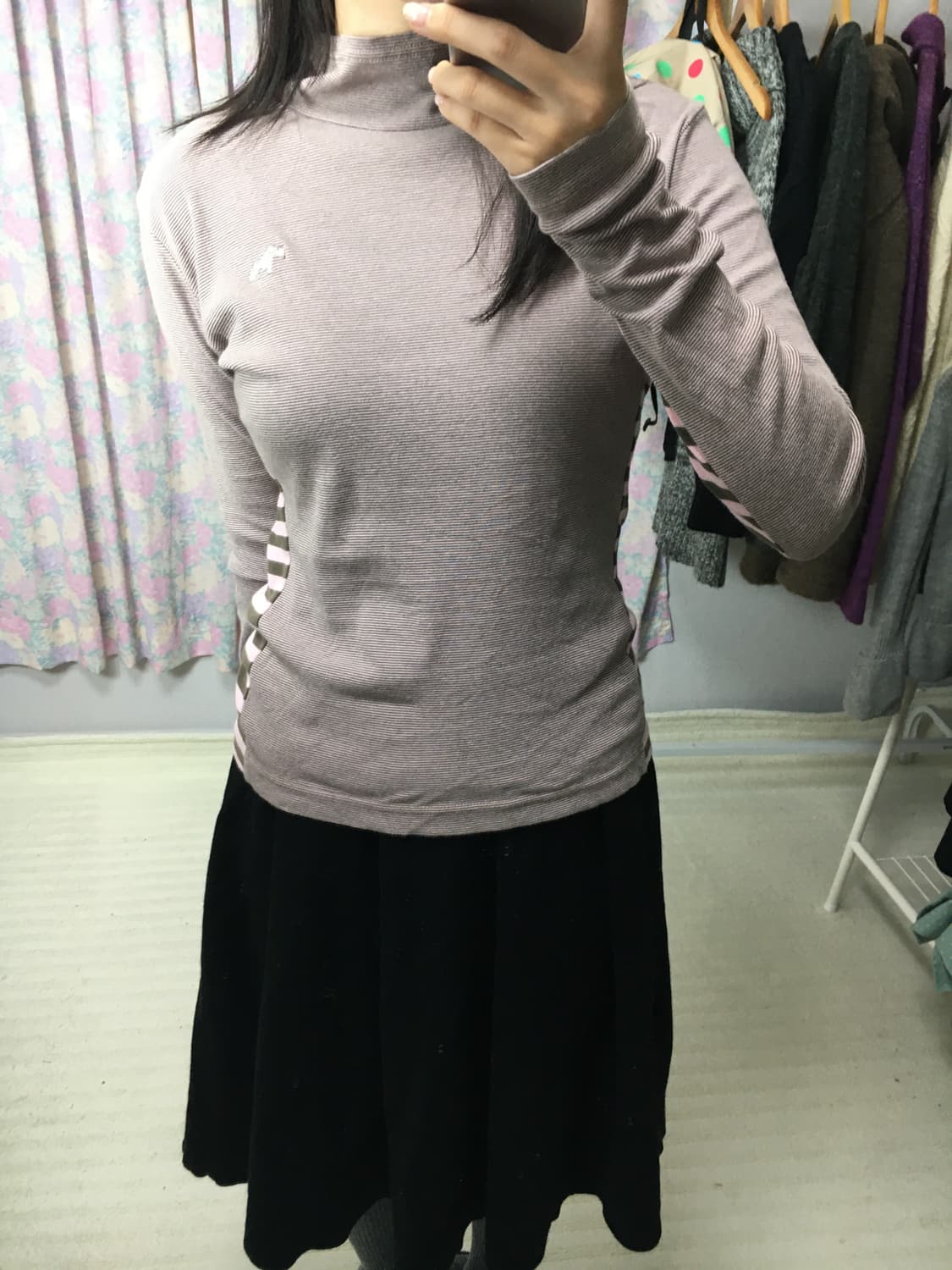 핑크 브라운 스트라이프 반목 티셔츠 상품이미지2