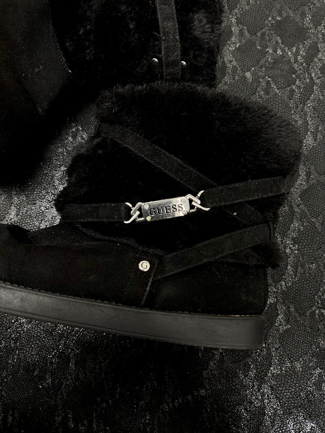 “Guess”00‘s Rare Design Bondage Black Fu 상품이미지4