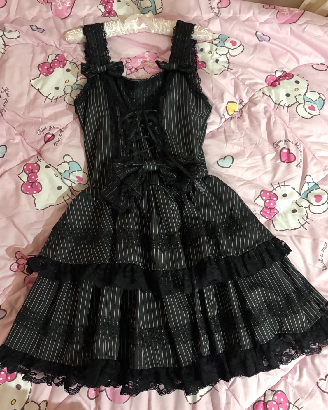 고스로리 고딕펑크 레이스 리본 코르셋 백리본 드레스 원피스 상품이미지1