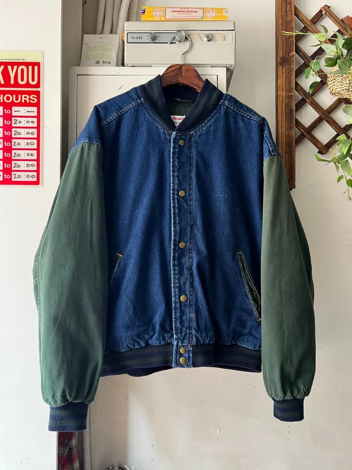 [L]90's WearGuard USA 데님 봄버 바시티 자켓 상품이미지1