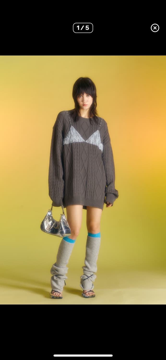 엔더슨벨 레이스 보이프렌드핏 니트 스웨터 상품이미지1