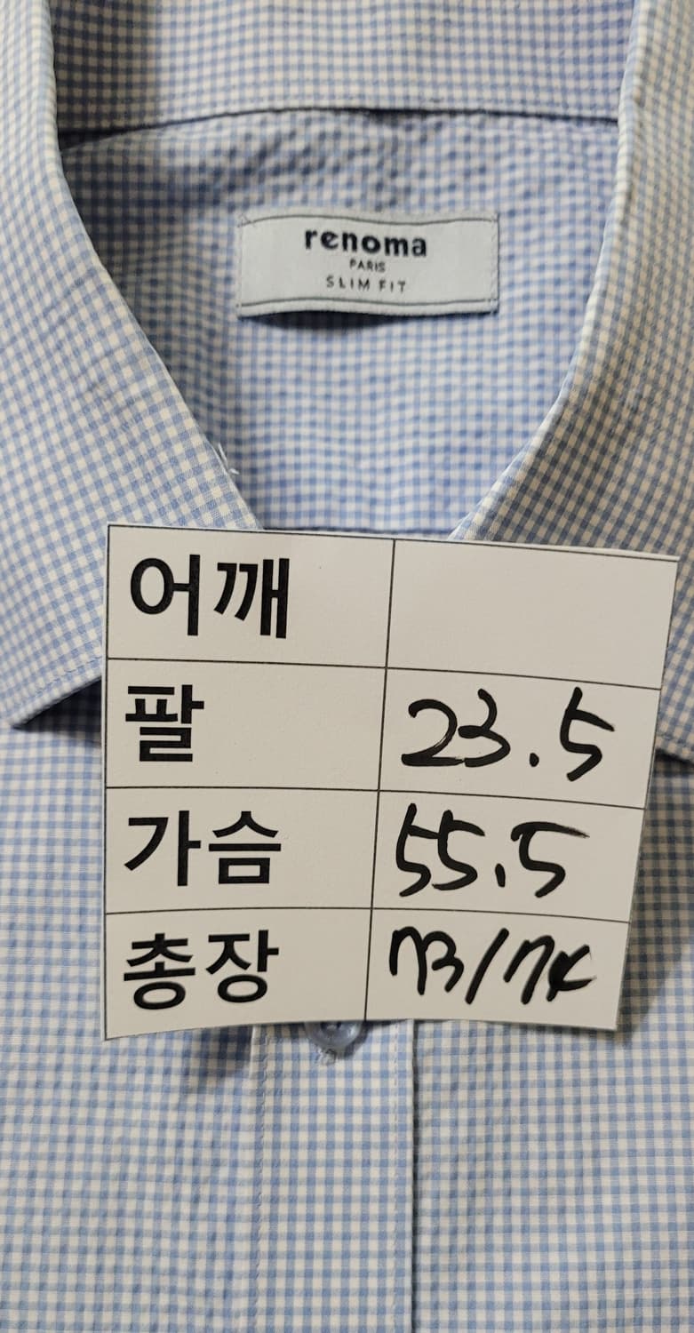 (남성여유100사이즈,슬림105)레노마 슬림핏 체크 반팔 셔츠 105 상품이미지6