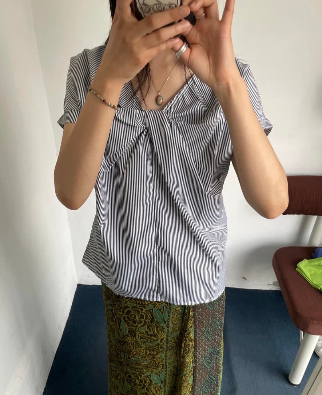 스트라이프 꼬임 블라우스 상품이미지4