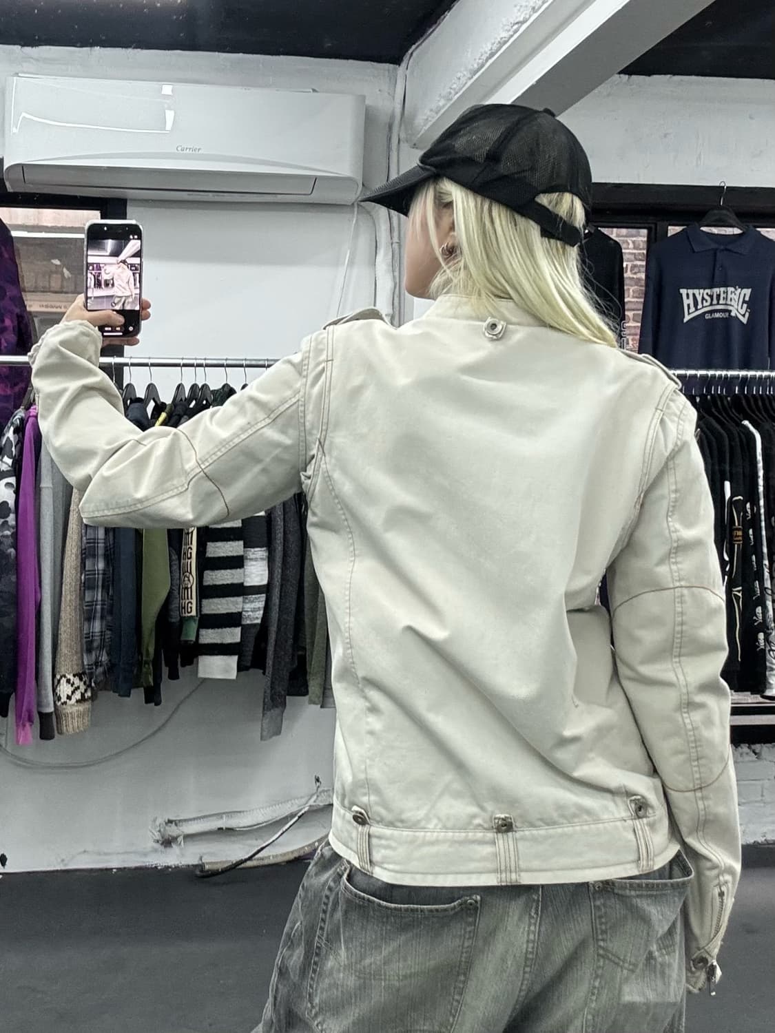 VTG 넥버튼 코튼 바이커 자켓 상품이미지6