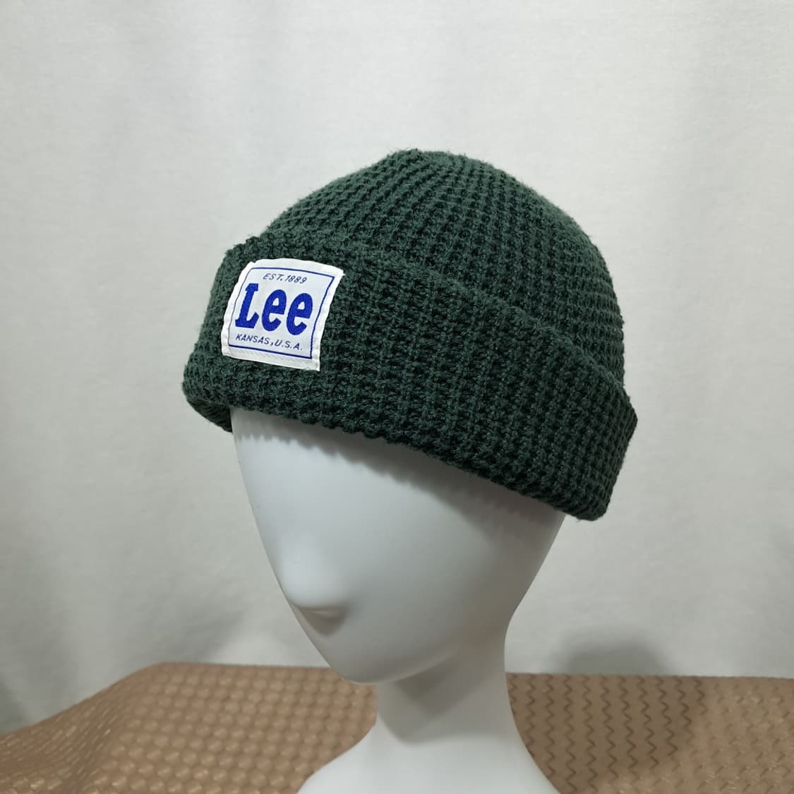 일본판 리 다크 그린 와플 니트 로고 패치 비니 P2011 상품이미지2