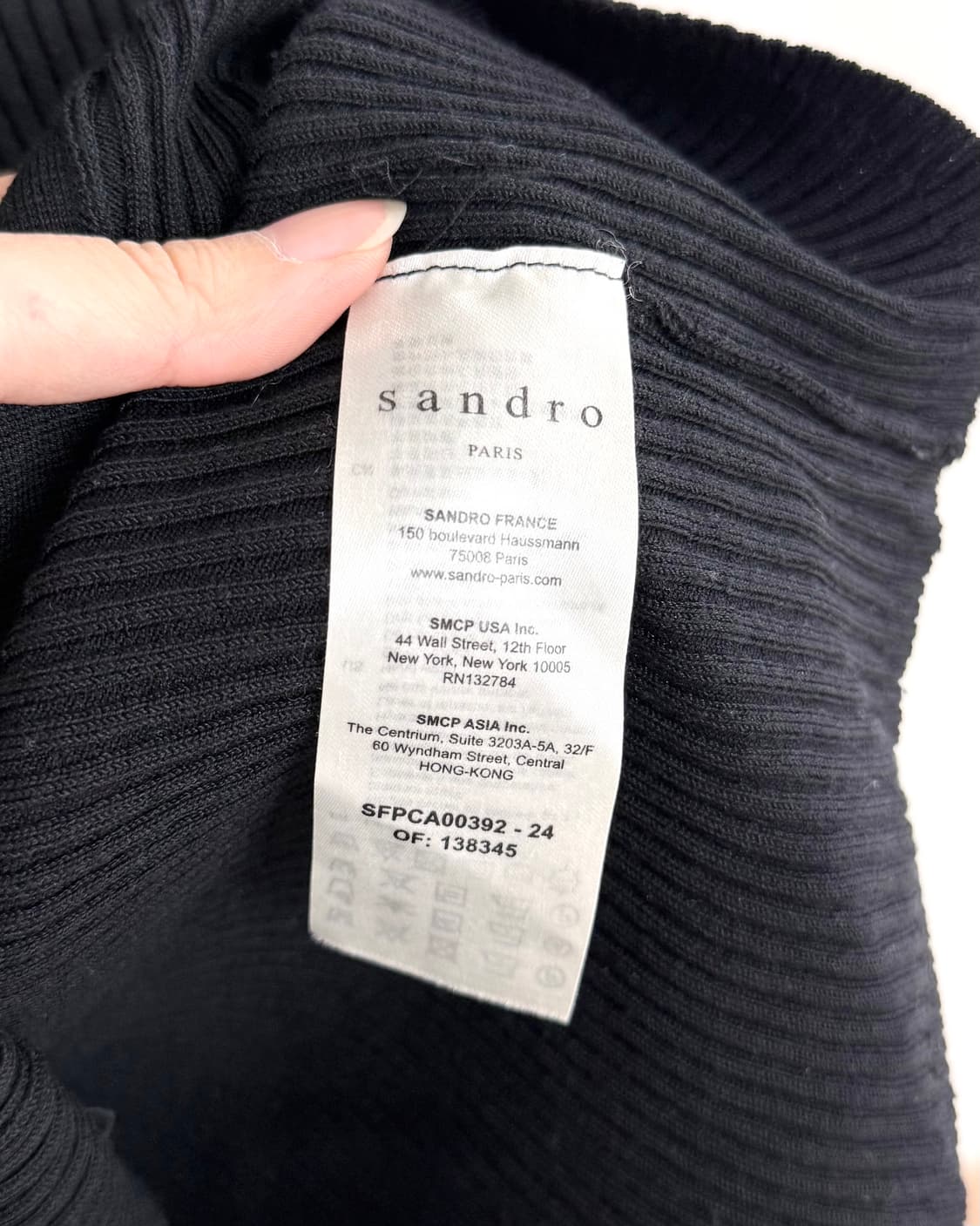 산드로 블랙 빅버튼 브이넥 리브드 가디건  상품이미지8