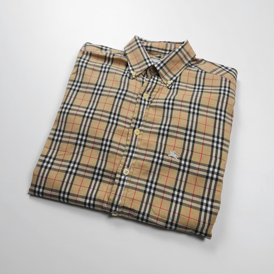 버버리 아카이브 자수로고 베이지 노바체크 셔츠 (S) 상품이미지3