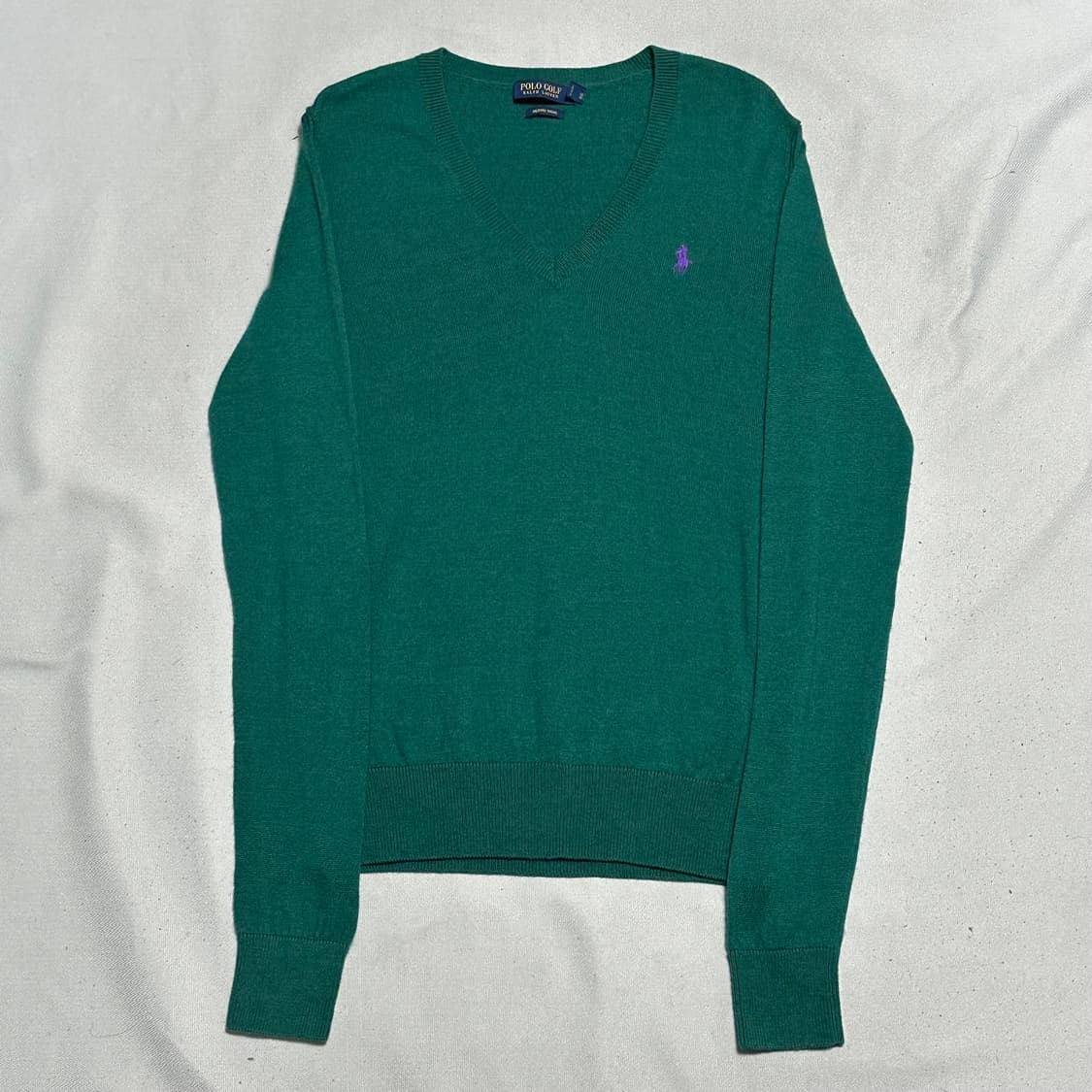 M 폴로랄프로렌 여성용 브이넥 그린 메리노울 니트 상품이미지2