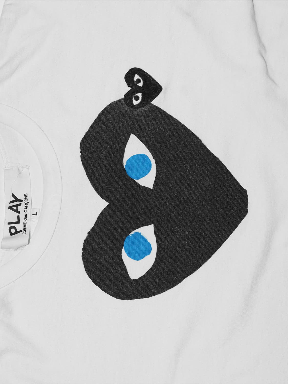 [정품]꼼데가르송 플레이 블랙 더블 하트 블루 아이 티셔츠 상품이미지2