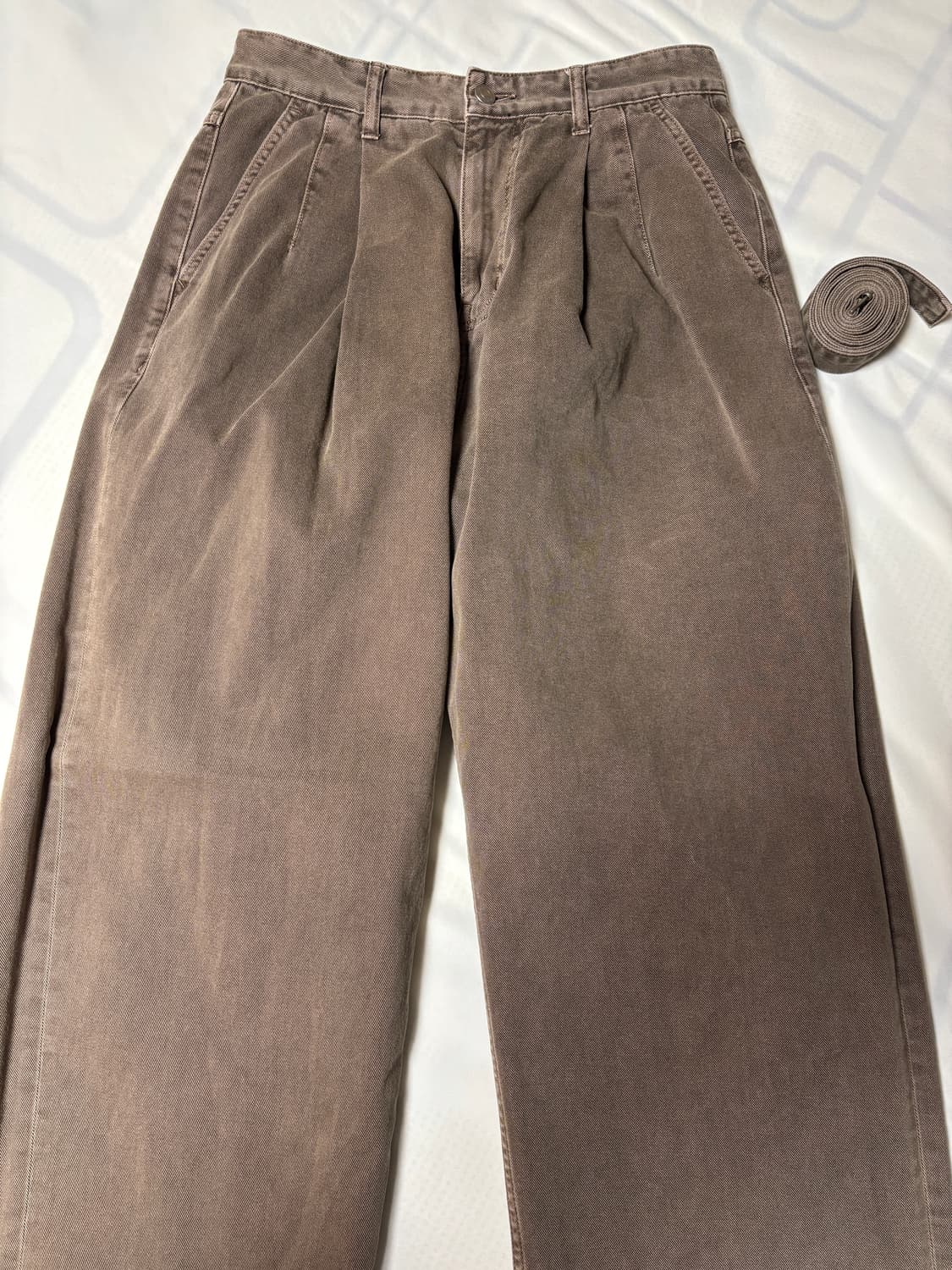 노운 벨티드 데님팬츠 브라운 1사이즈 상품이미지8