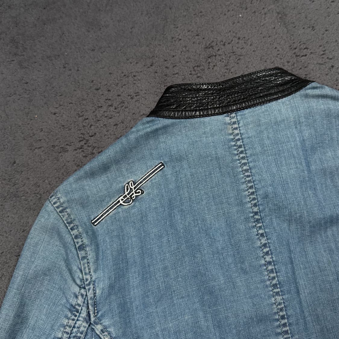 Diesel 디젤 스타일랩 레더카라 데님 크롭 자켓 상품이미지5