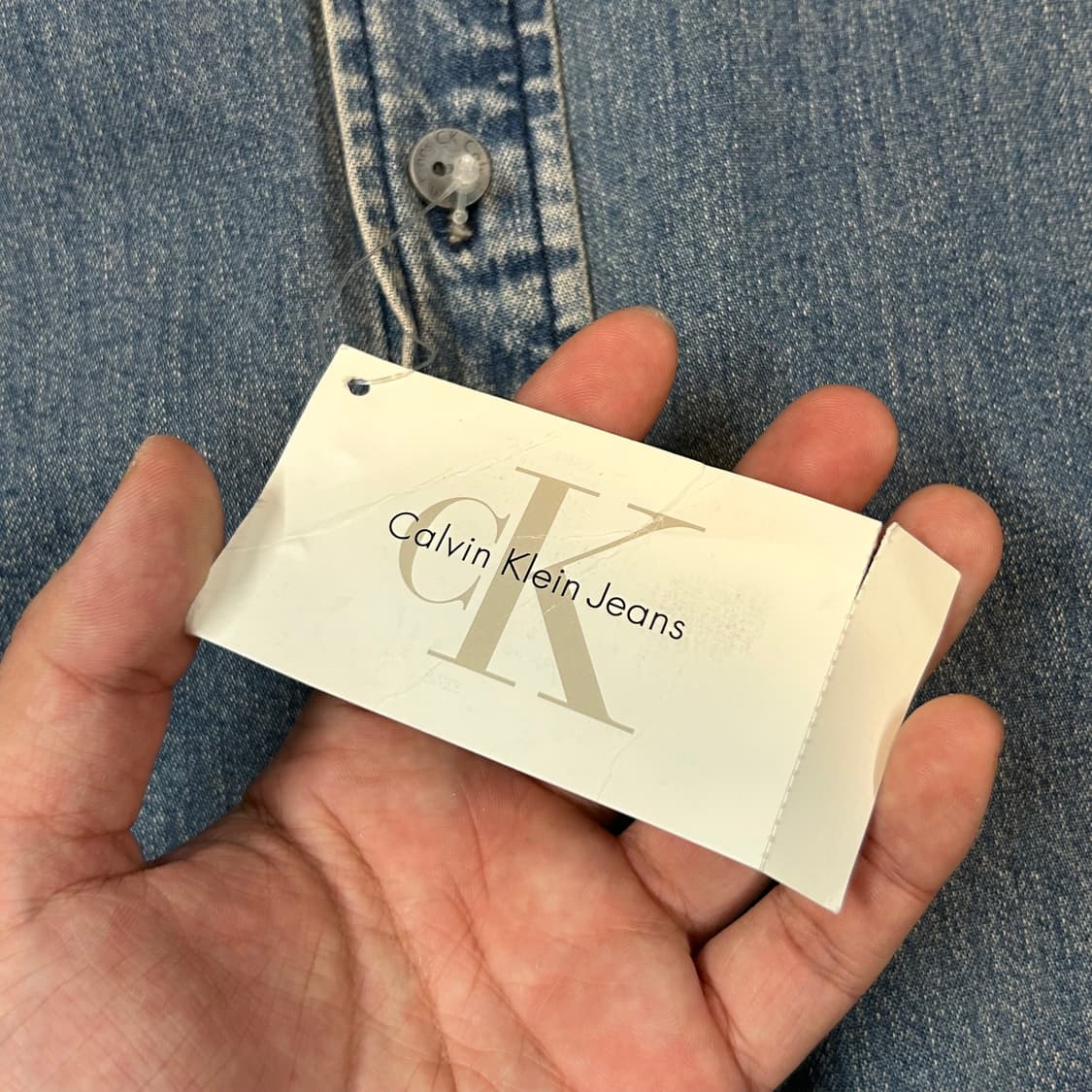 XL) CK 캘빈클라인 00s 오버핏 청 데님 셔츠 데드스탁 상품이미지8