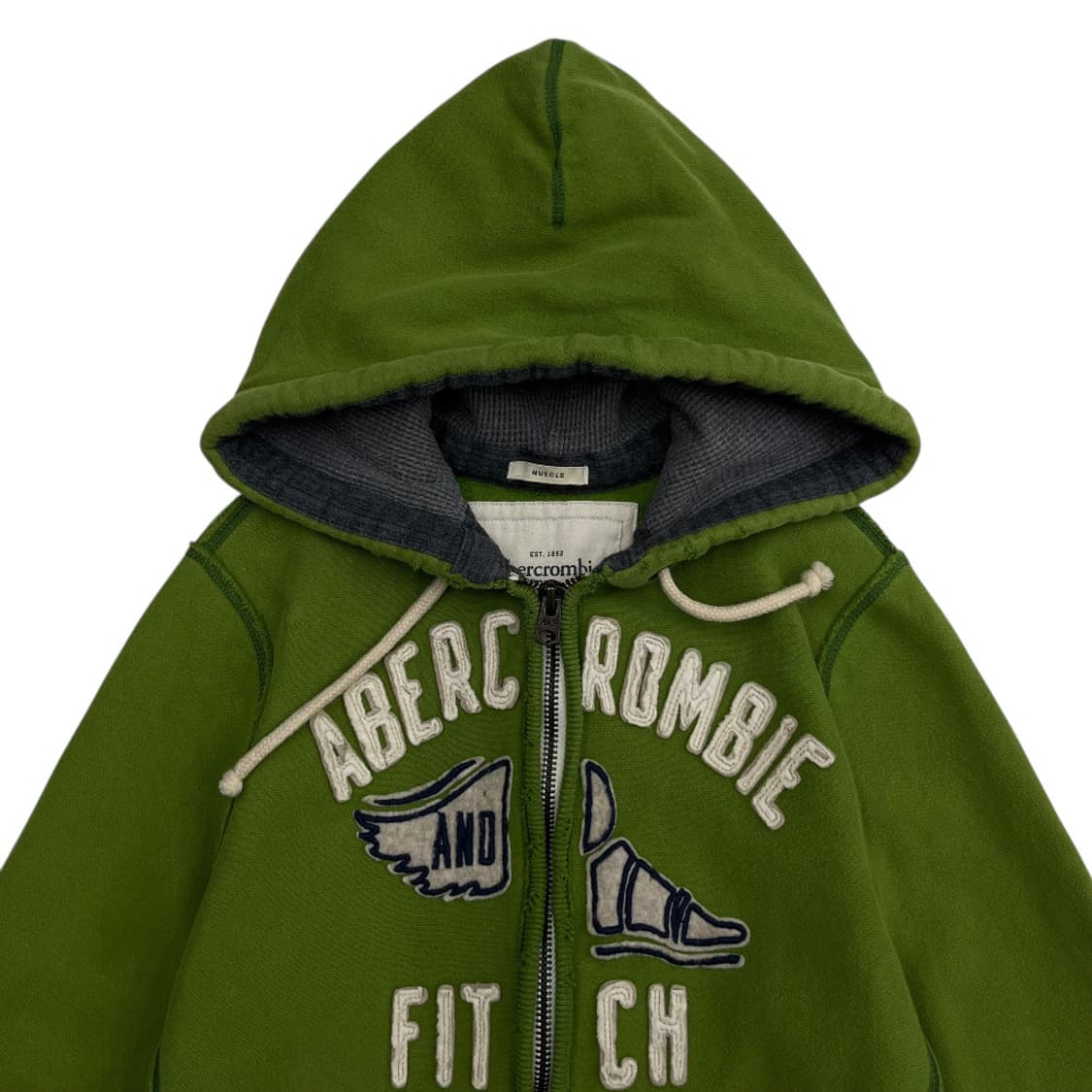 아베크롬비 센터로고 올리브그린 후드집업 M 상품이미지4