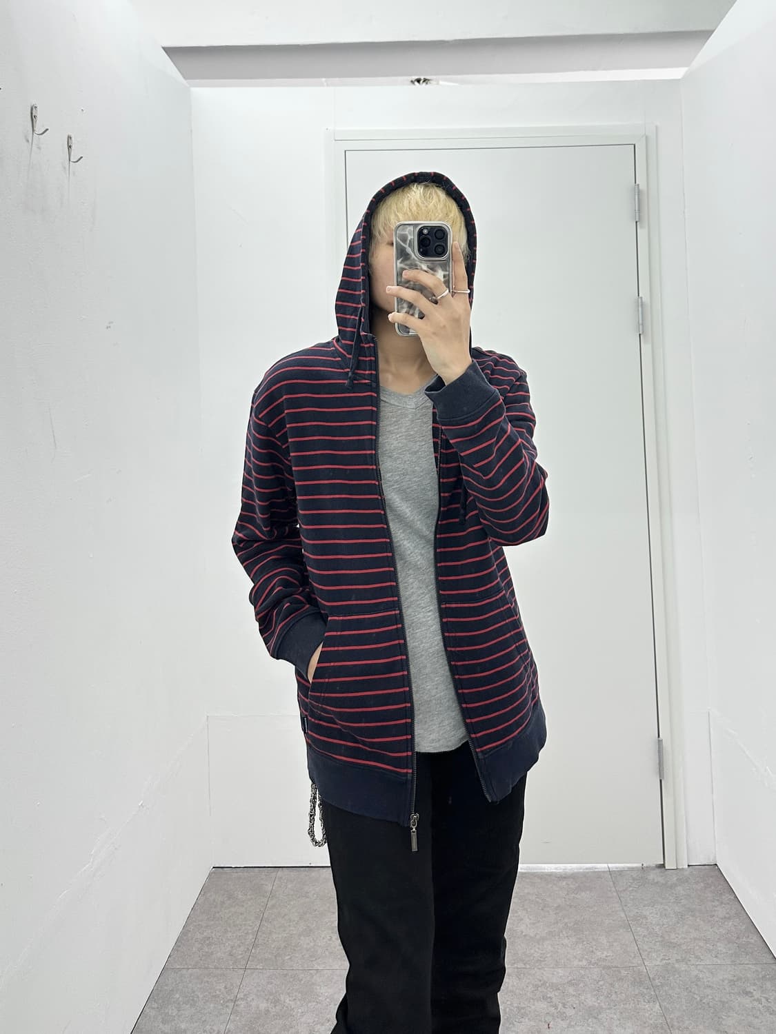 Vintage red stripe hoodie 상품이미지2