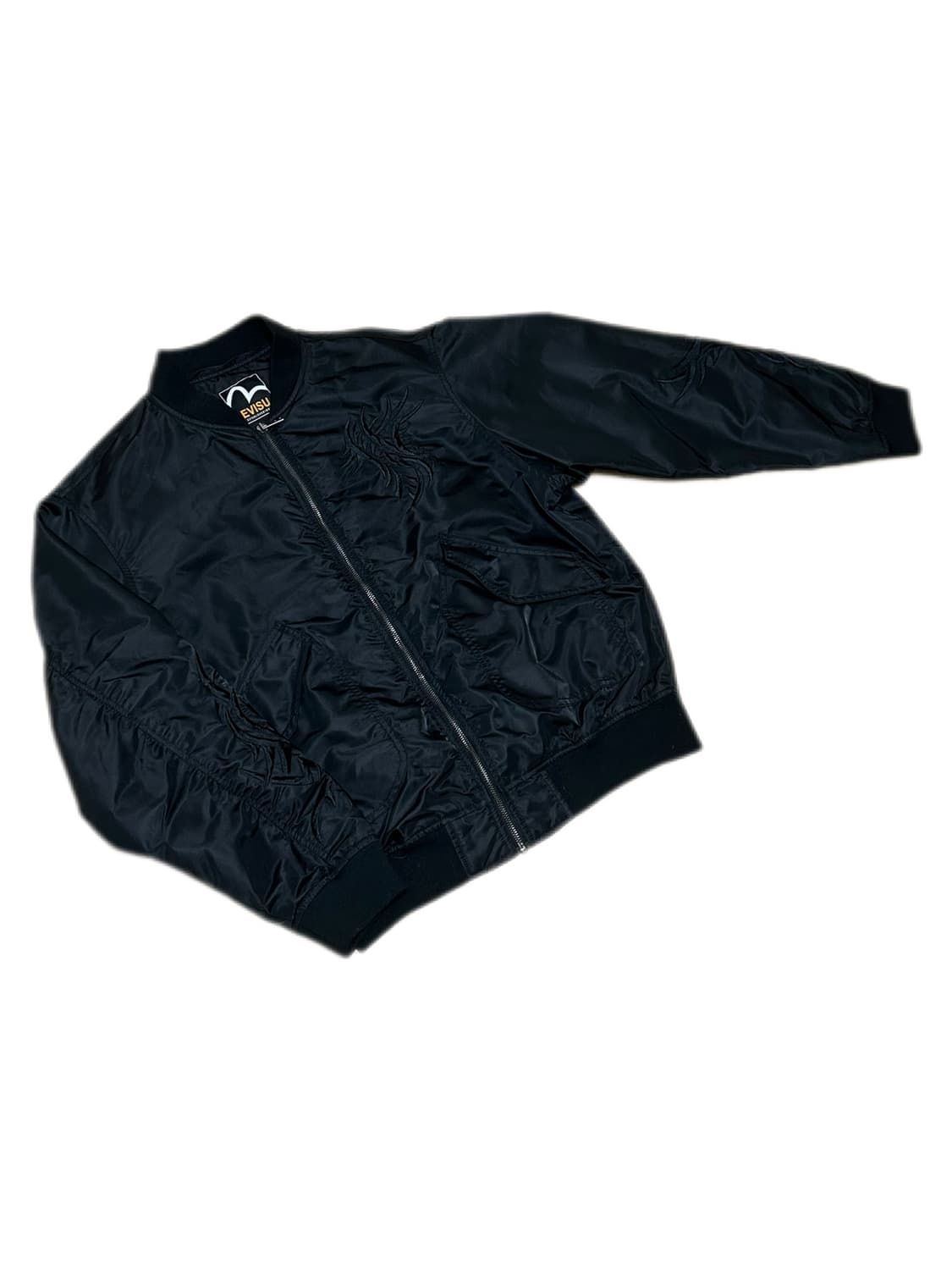 에비수 블랙 자수 붐버 바람막이 자켓 상품이미지2
