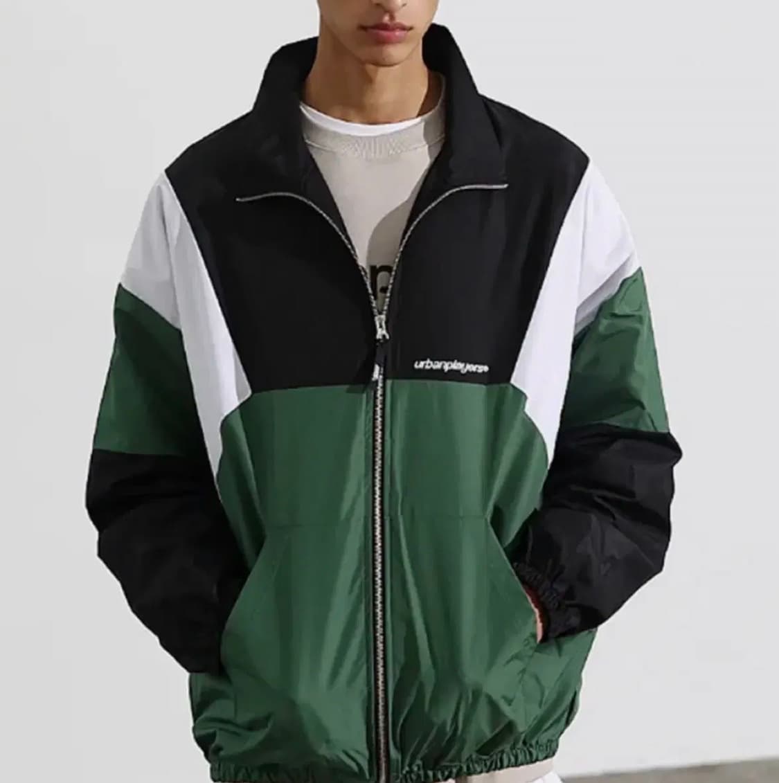 어반플레이어스 배색 오버핏 바람막이 자켓 그린-XL 상품이미지2